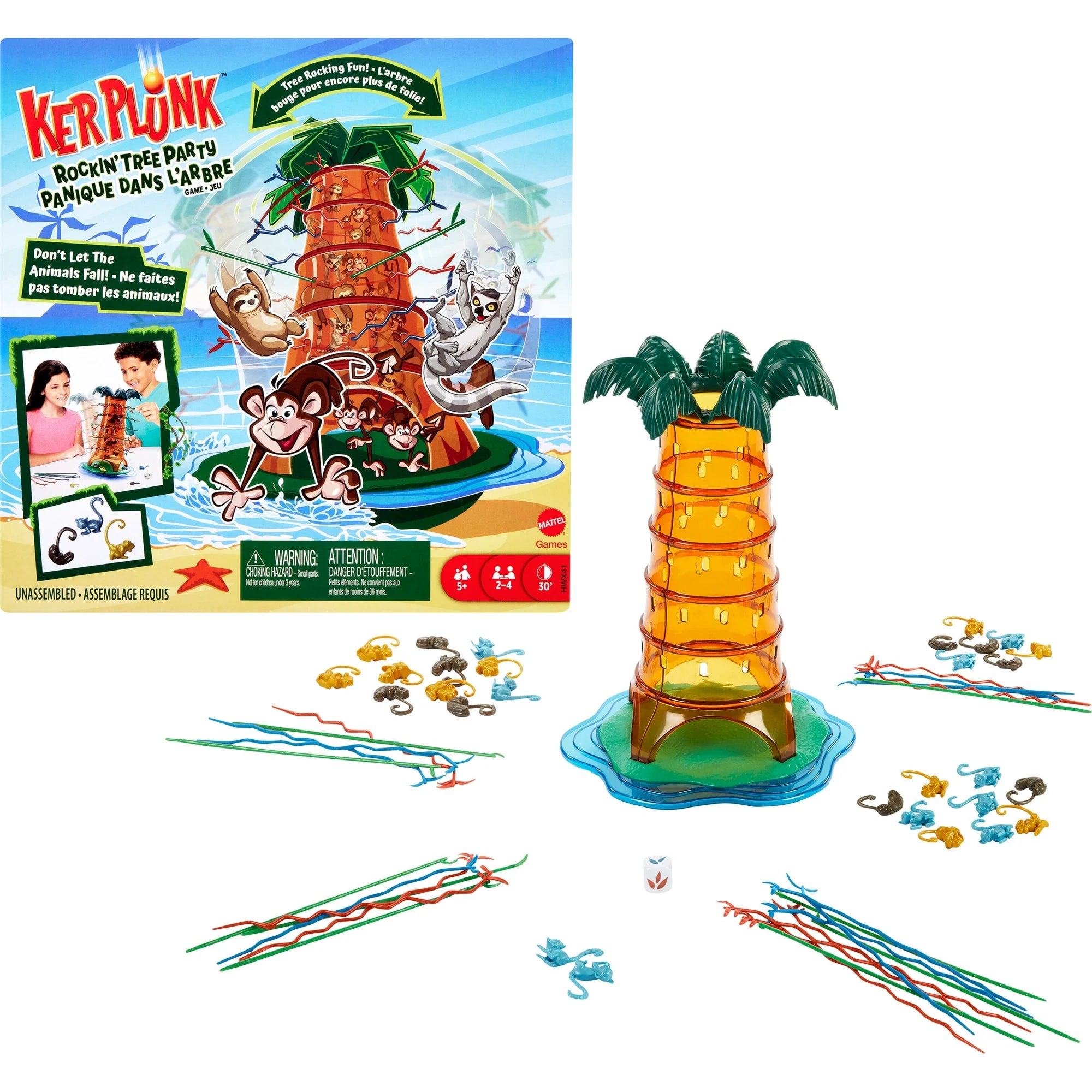 Mattel HWX41 Kerplunk Rockin' Tree Party Game Features Animal Pieces