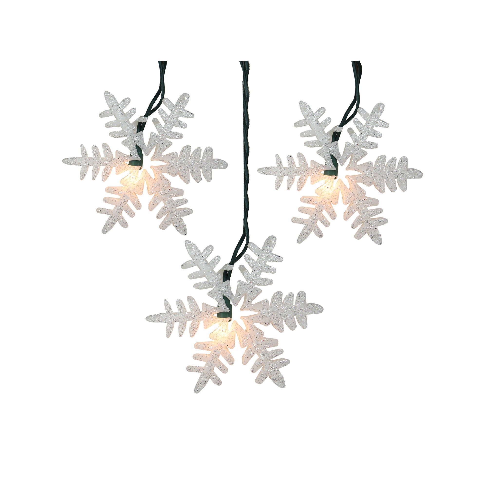 Northlight Glittered Snowflake Outdoor String Lights - WHITE ONE SIZE