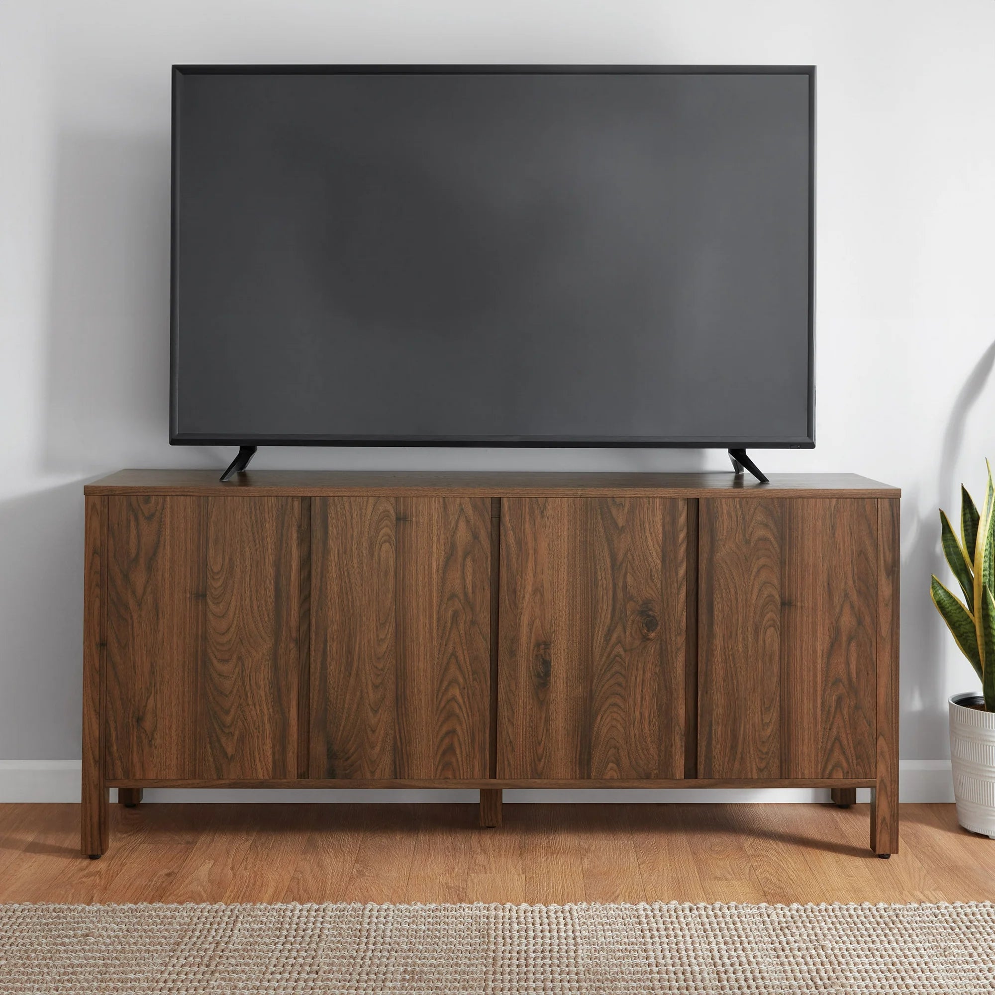 Mainstays MS64025004001 4-Door TV Console for TV's up to 65, Canyon Walnut Finish