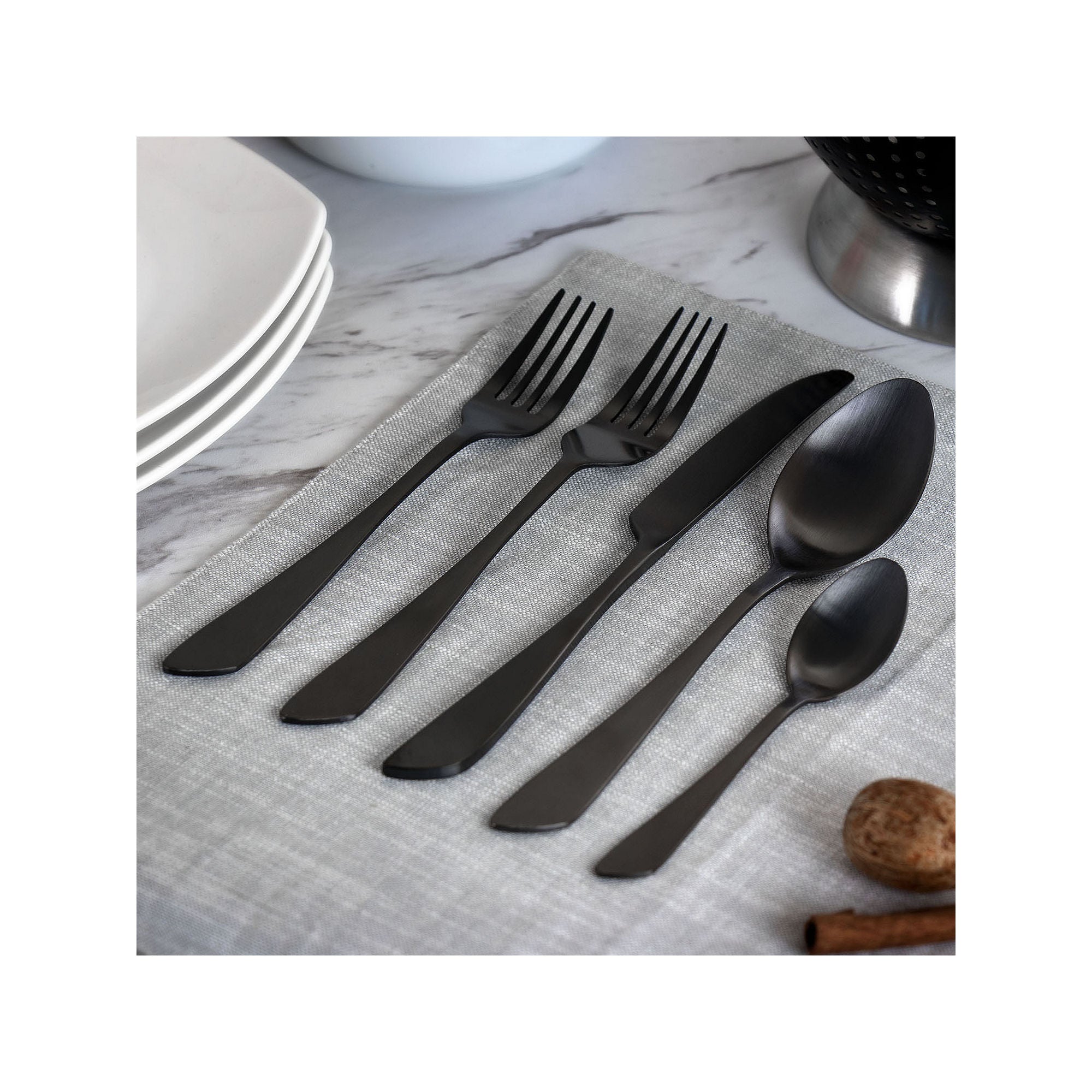 Megachef Gibbous 20-Pc. 18/10 Stainless Steel Flatware Set - BLACK ONE SIZE