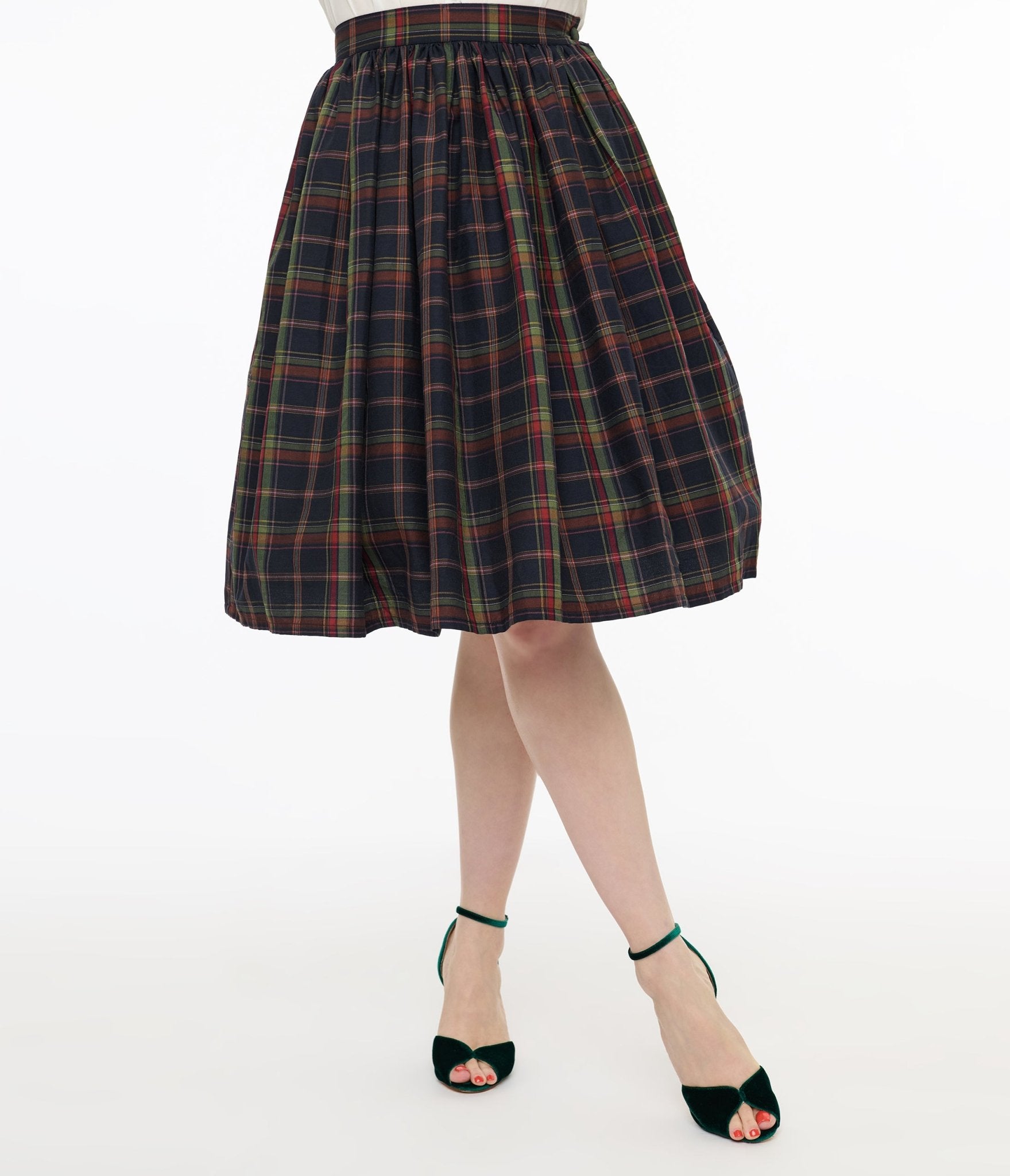 Unique Vintage 1950s Black Plaid Gellar Swing Skirt