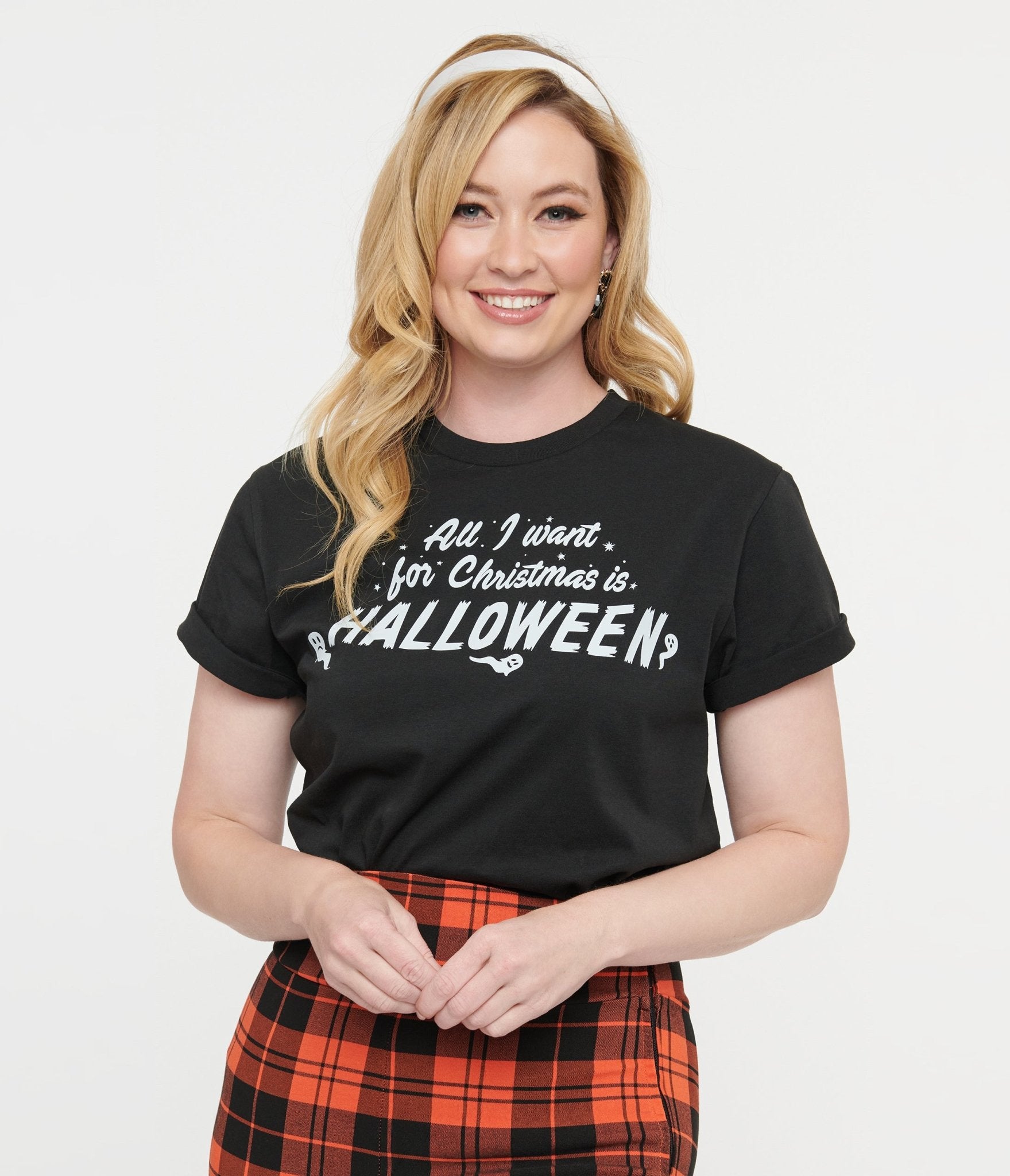 Unique Vintage Black All I Want For Christmas Is Halloween Unisex Graphic Tee