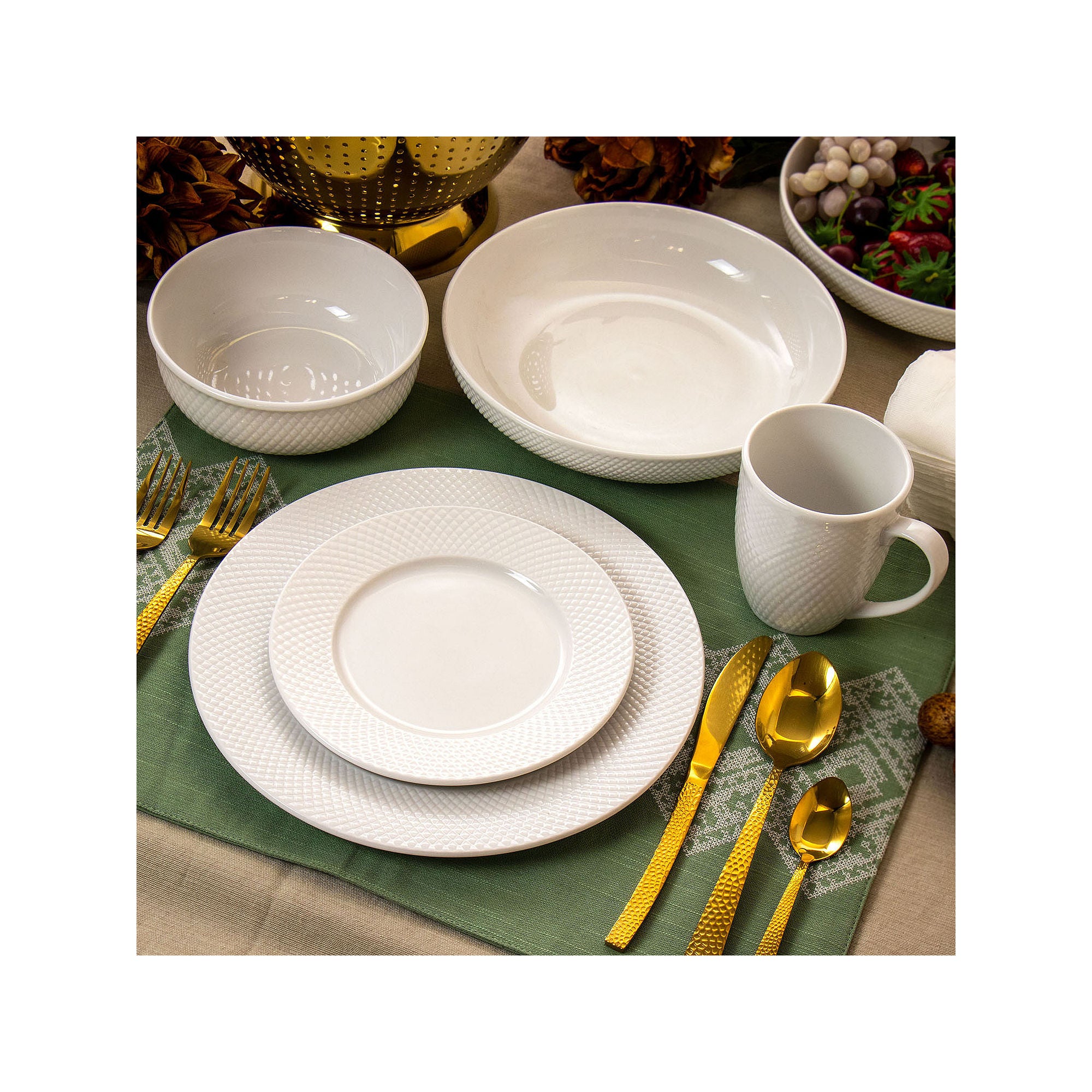 Elama Maisy 18-Pc. Porcelain Dinnerware Set 975114766M - WHITE ONE SIZE