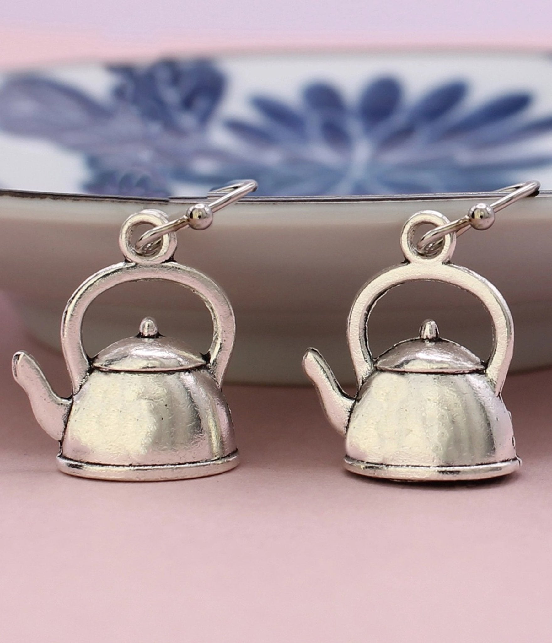 Put on the Kettle Silver Earrings