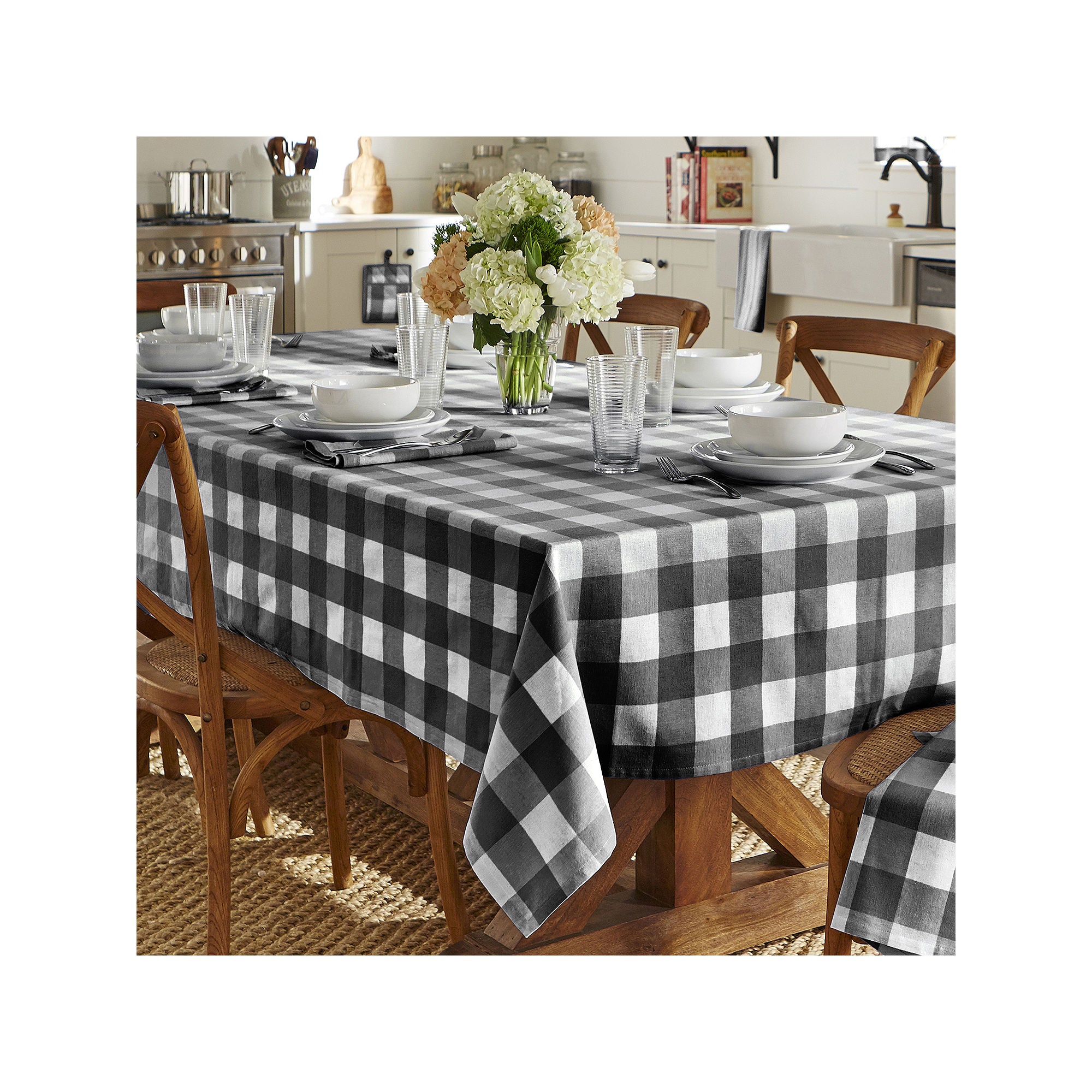 Elrene Home Fashions Farmhouse Living Buffalo Check Tablecloth - BLACK WHITE ONE SIZE