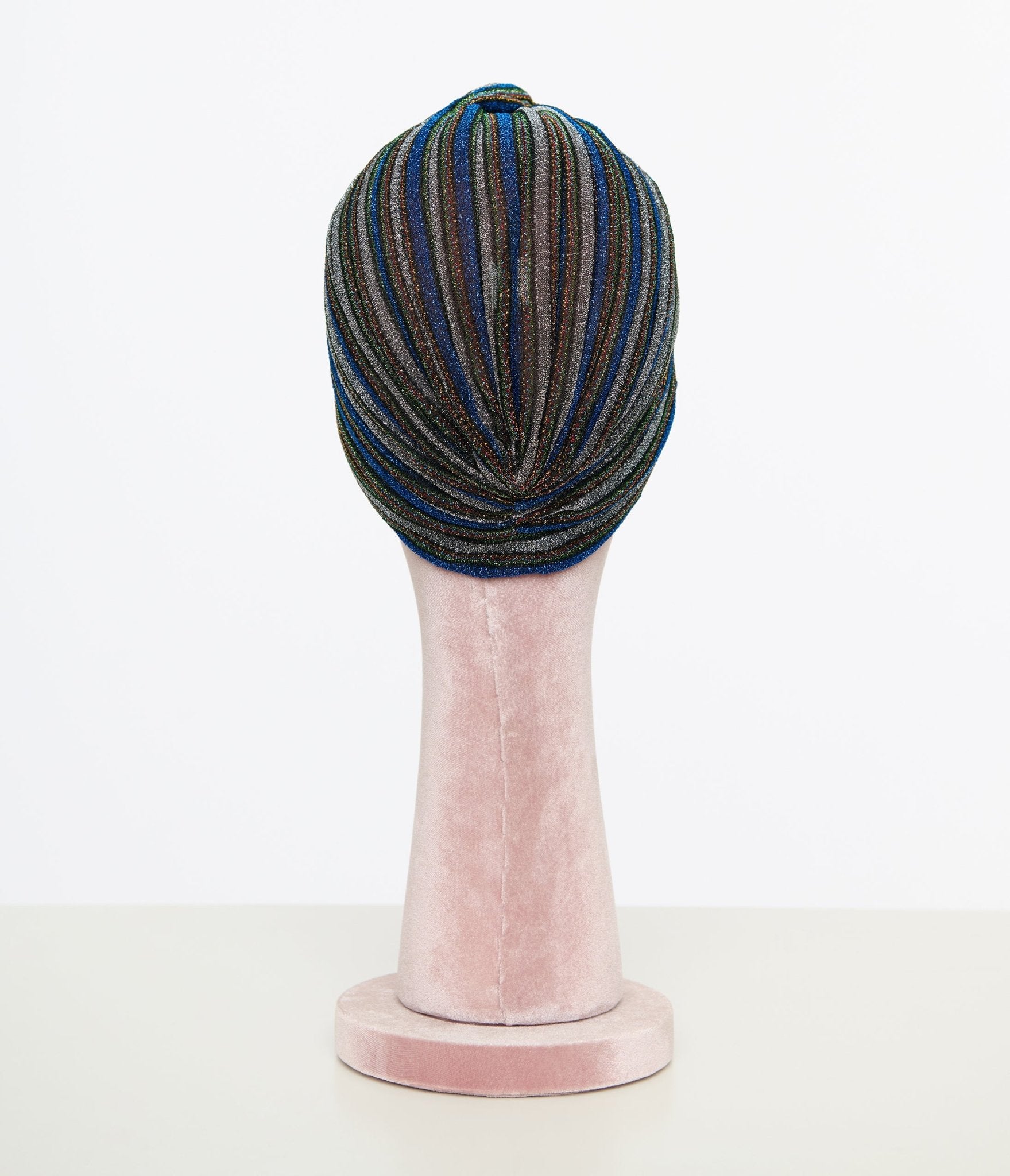 Vintage Style Multicolor Metallic Blue Knotted Turban