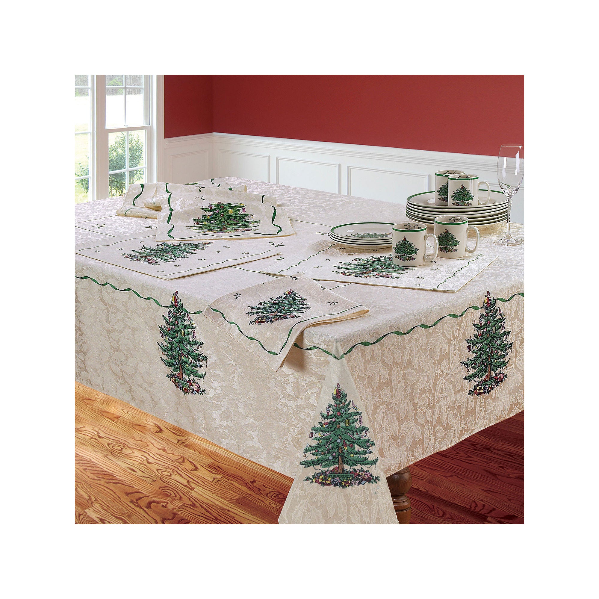 Spode Christmas Tree Tablecloth - IVORY ONE SIZE