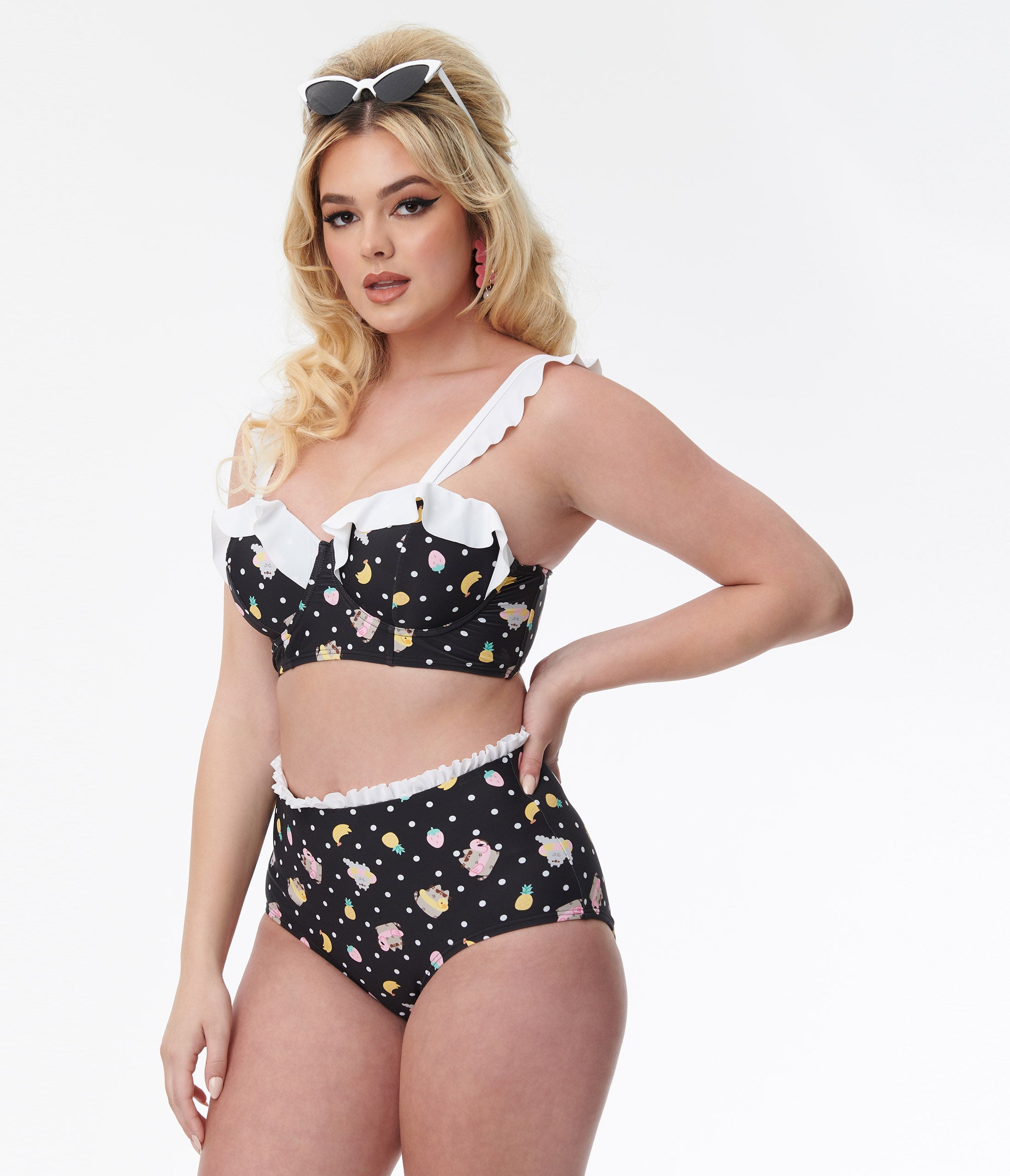 Pusheen x Unique Vintage Pool Time Cape May Swim Bottoms