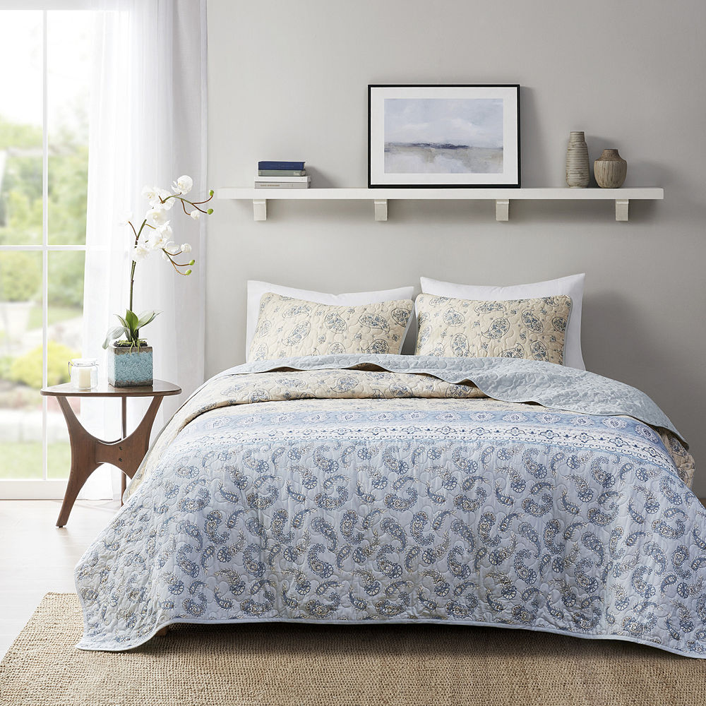 Madison Park Rosie 3-pc. Reversible Coverlet Set Blue - King-California King