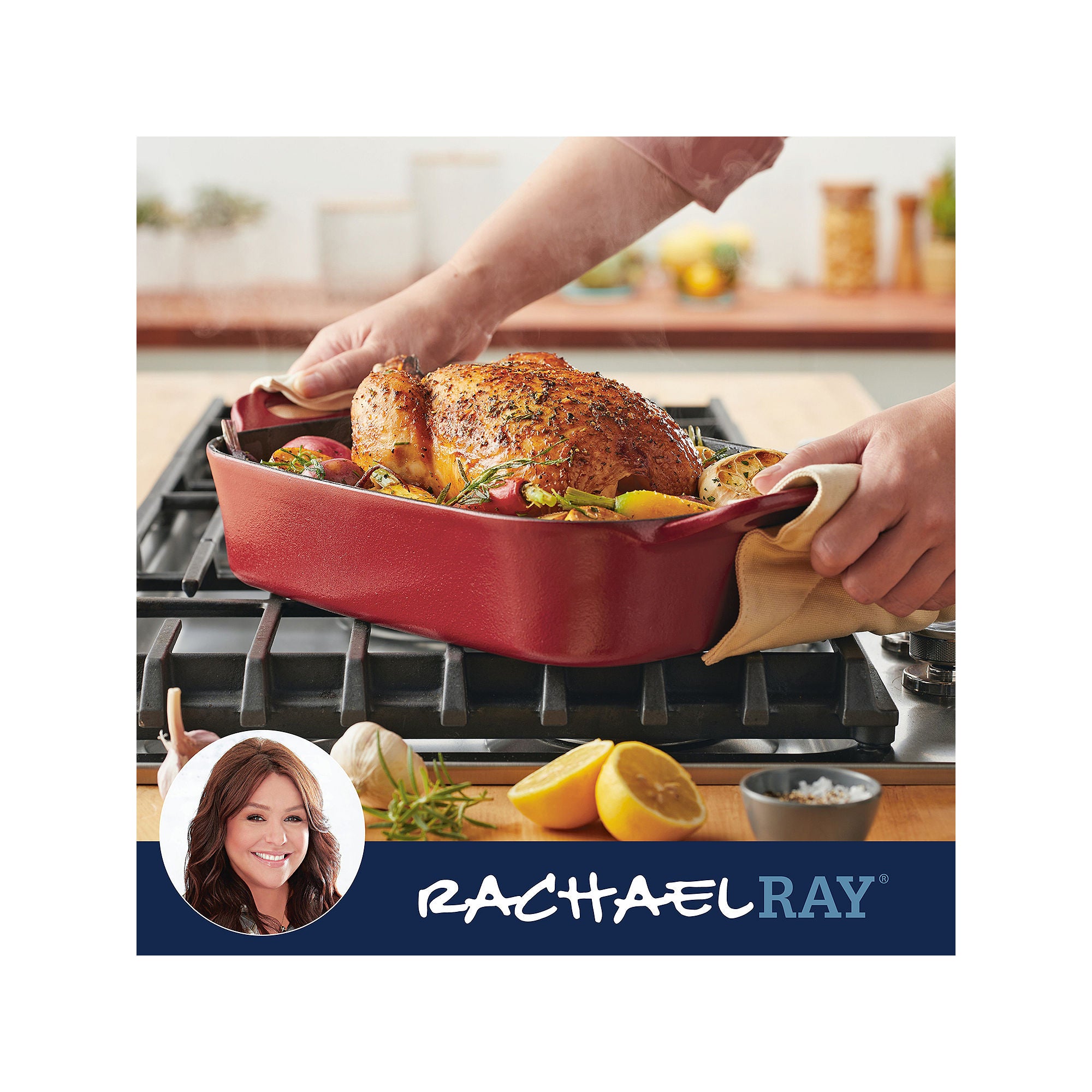 Rachael Ray Nitro Cast Iron 9X13 Roasting Pan - RED ONE SIZE