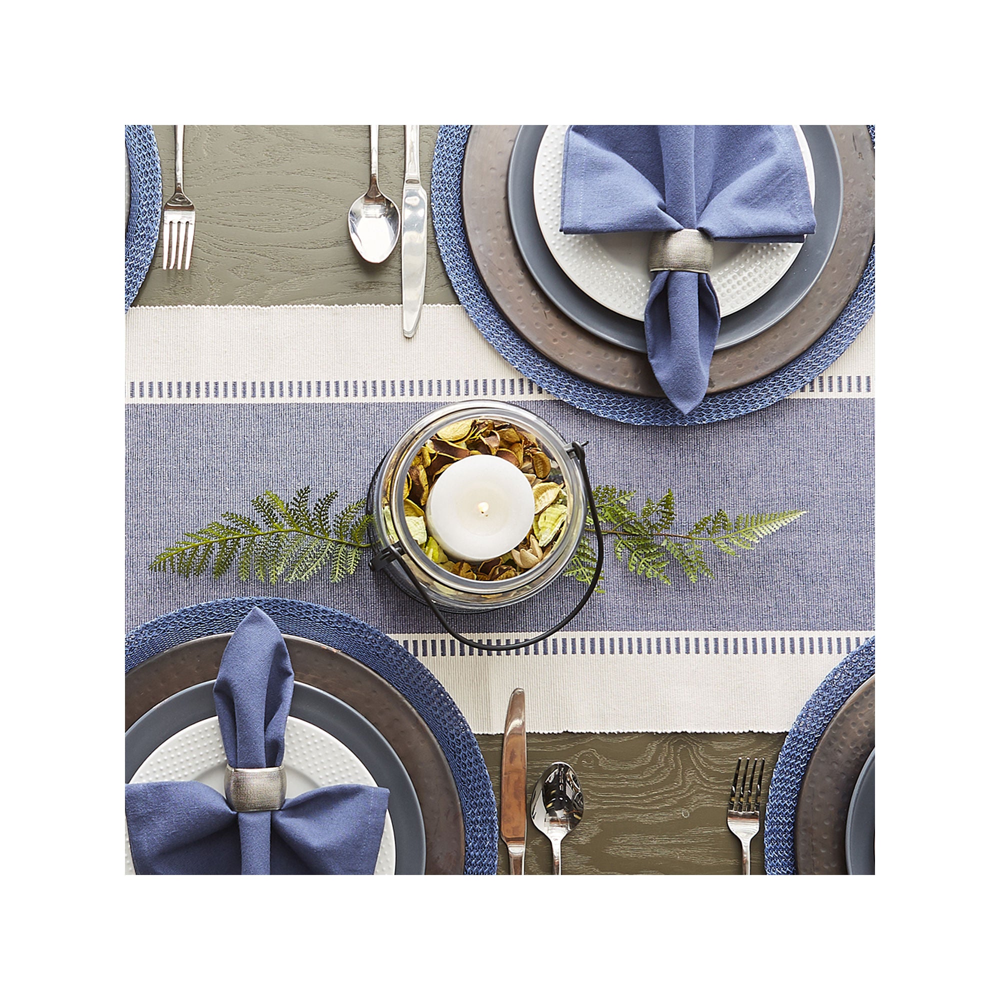 Design Imports French Blue Floral Woven Round 6-Pc. Placemats - FRENCH BLUE ONE SIZE