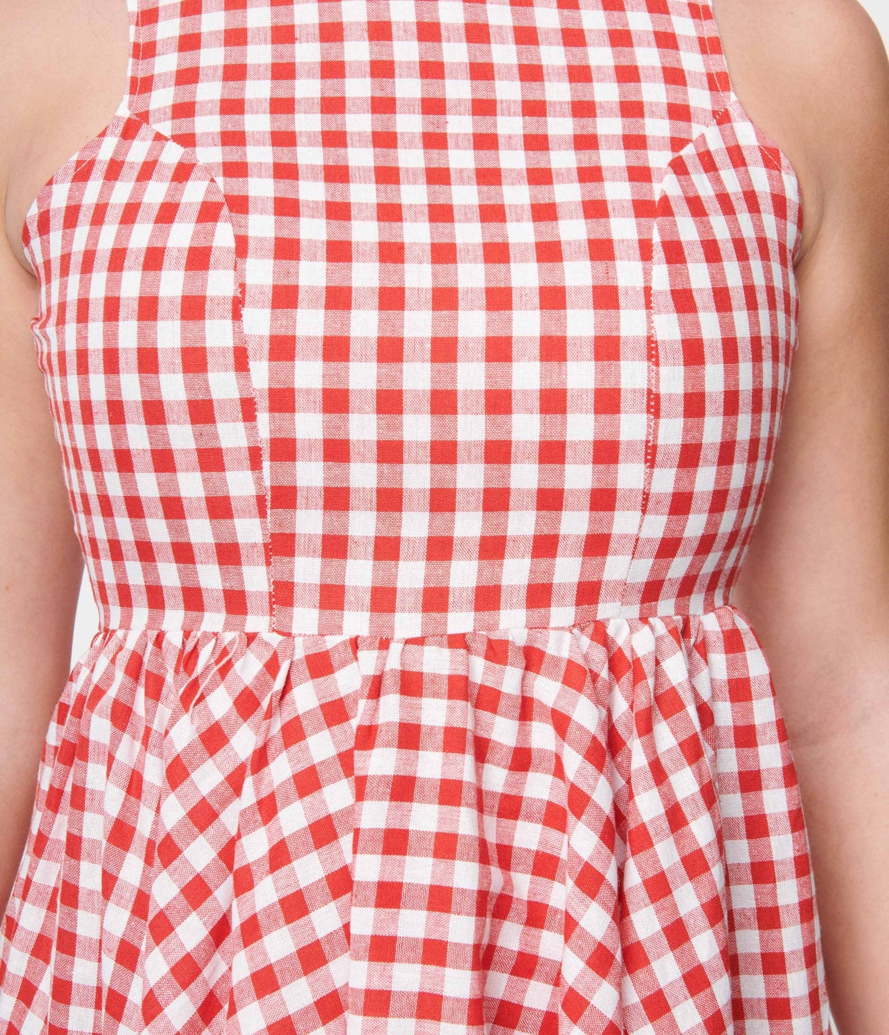 Red & White Gingham Swing Dress