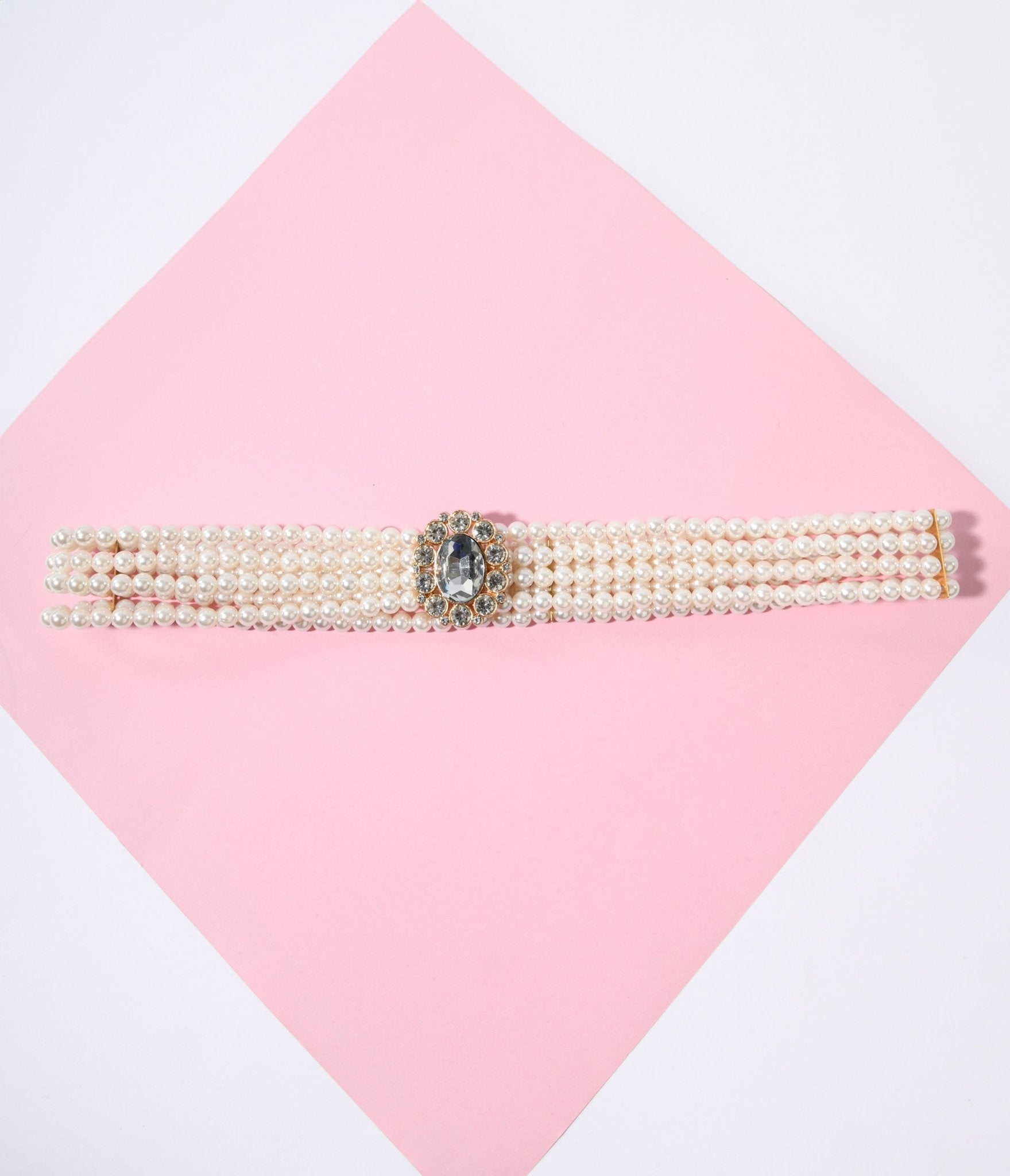 Faux Pearl & Rhinestone Buckle Cinch Belt