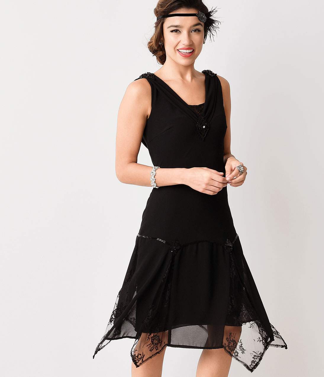 Unique Vintage 1920s Black Hemingway Flapper Dress