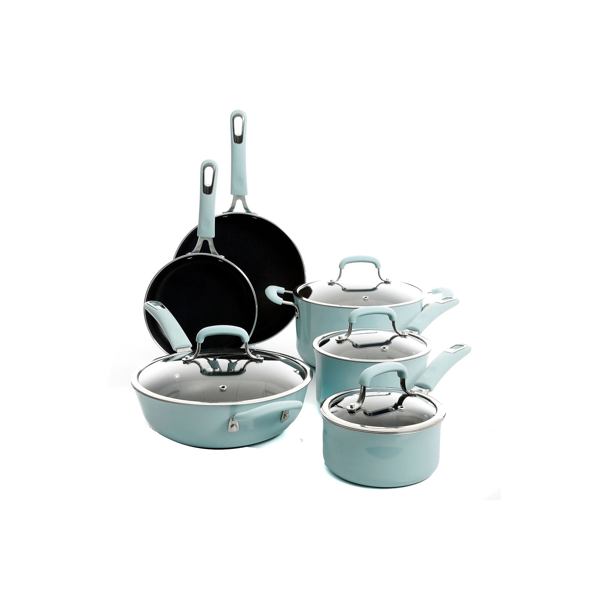 Kenmore Elite 126369.10 Andover 10-Piece Aluminum Nonstick Cookware Set in Glacier