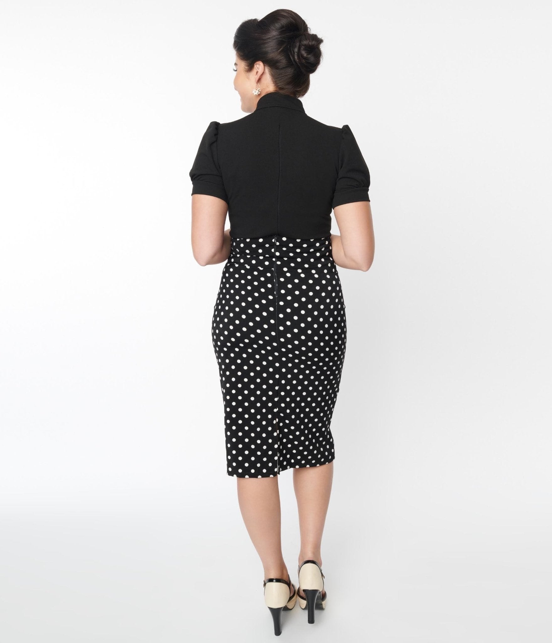 Black & White Polka Dot Wiggle Skirt