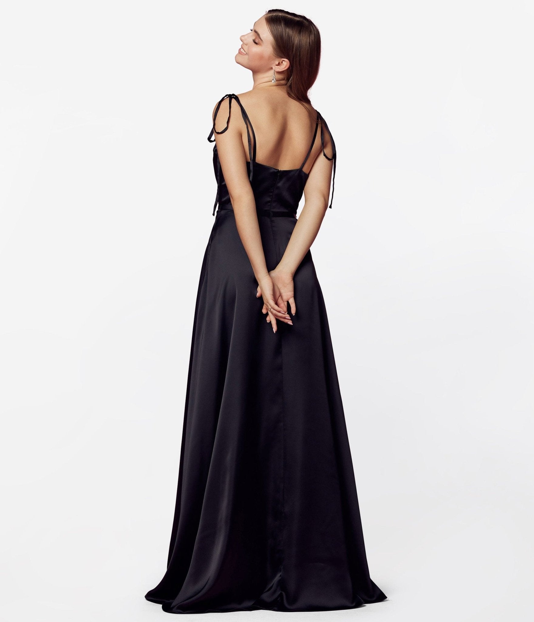 Black Liquid Satin Prom Dress