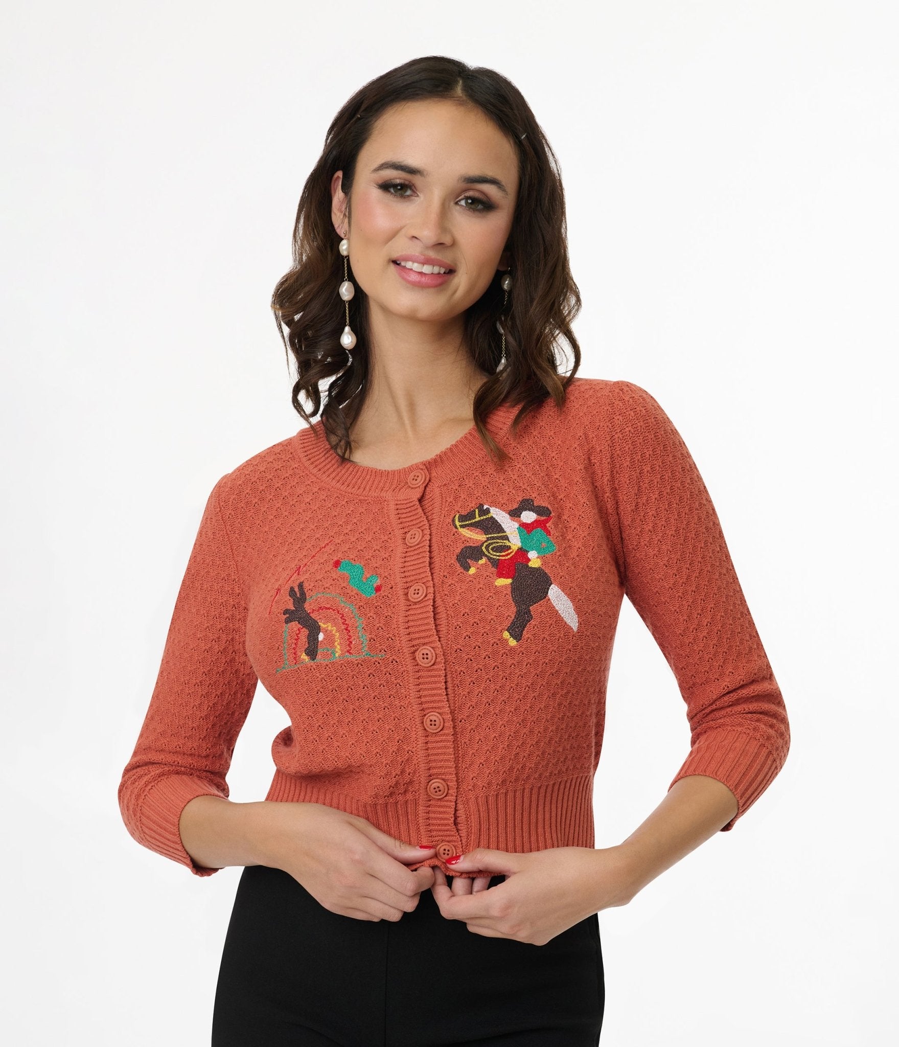 Mischief Made Dusty Orange Head West Cropped Cardigan