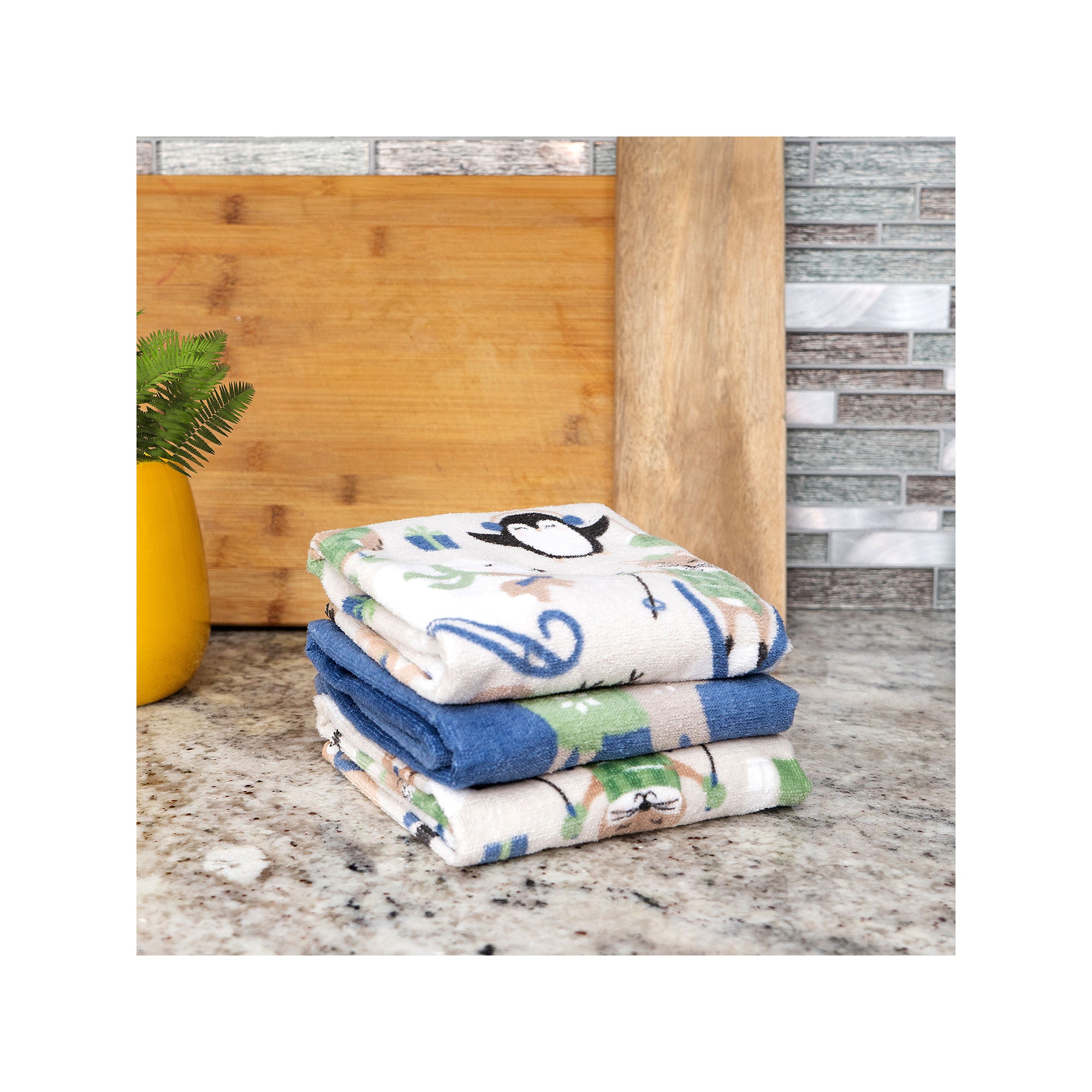 Ritz Polar Critters 3-Pc. Towels + Dish Cloths - BLUE ONE SIZE