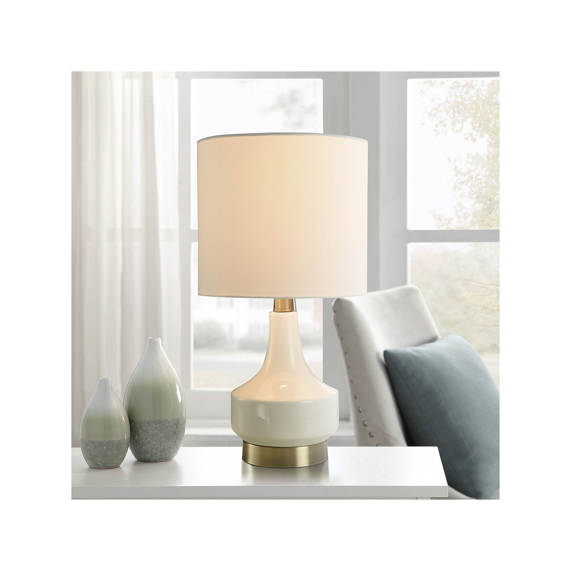 Collective Design By Stylecraft Ivory Gourd With Brass Table Lamp TL17700JCADS - IVORY ONE SIZE