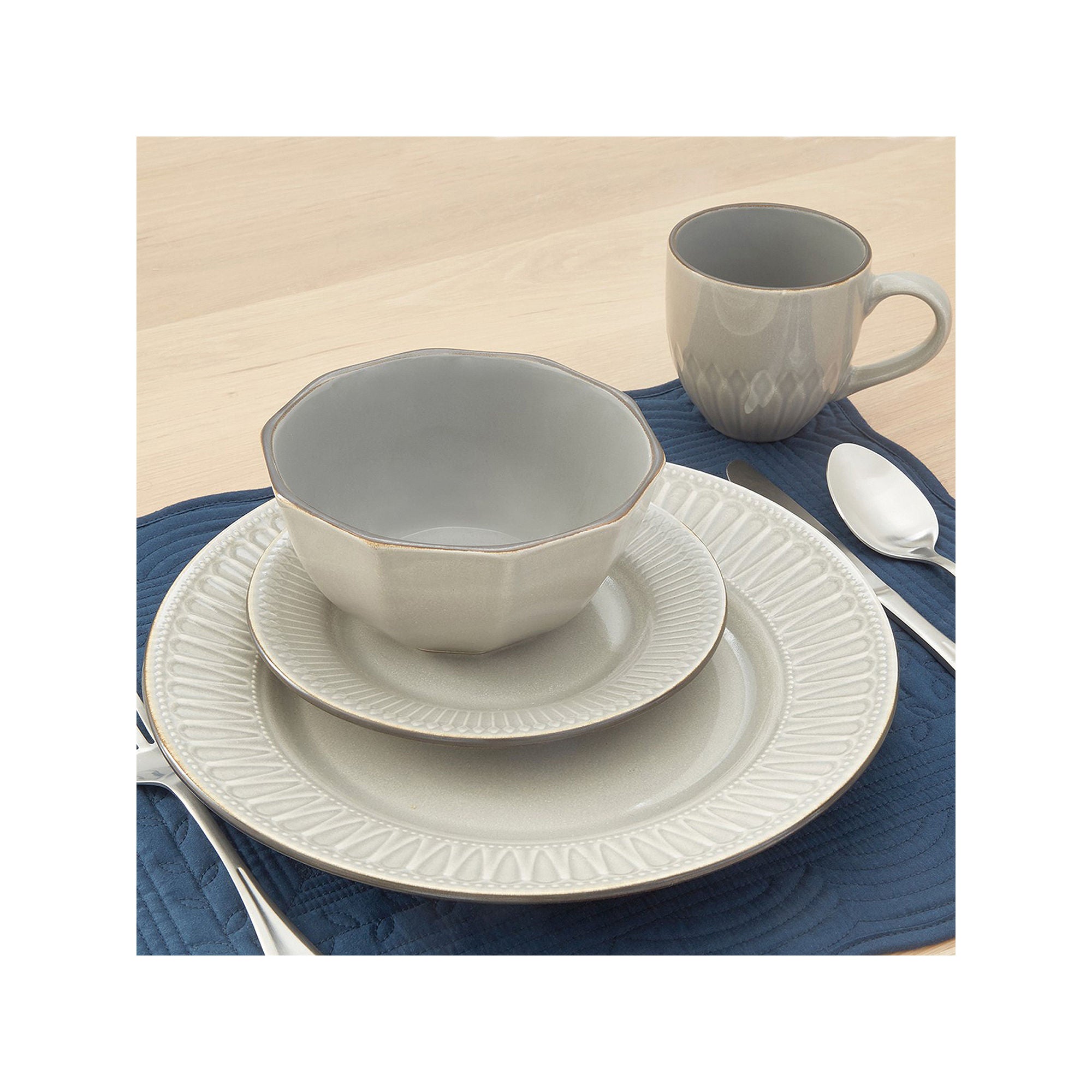 Baum Wrenna Grey 16-Pc. Ceramic Dinnerware Set - GREY ONE SIZE