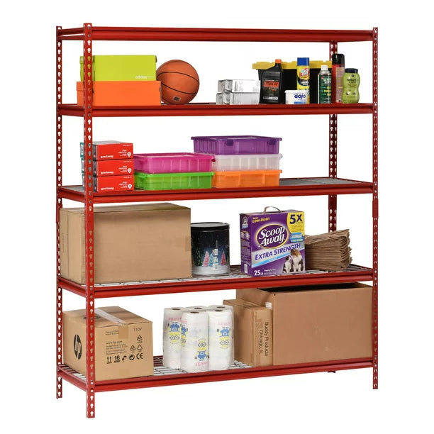 Muscle Rack UR602472WD5-R Red 60W x 24D x 72H 5-Shelf Steel Shelf Unit