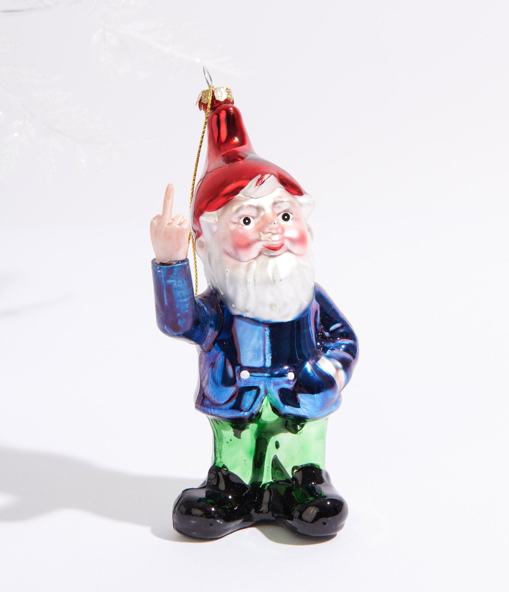 Cody Foster Naughty Gnome Glass Ornament