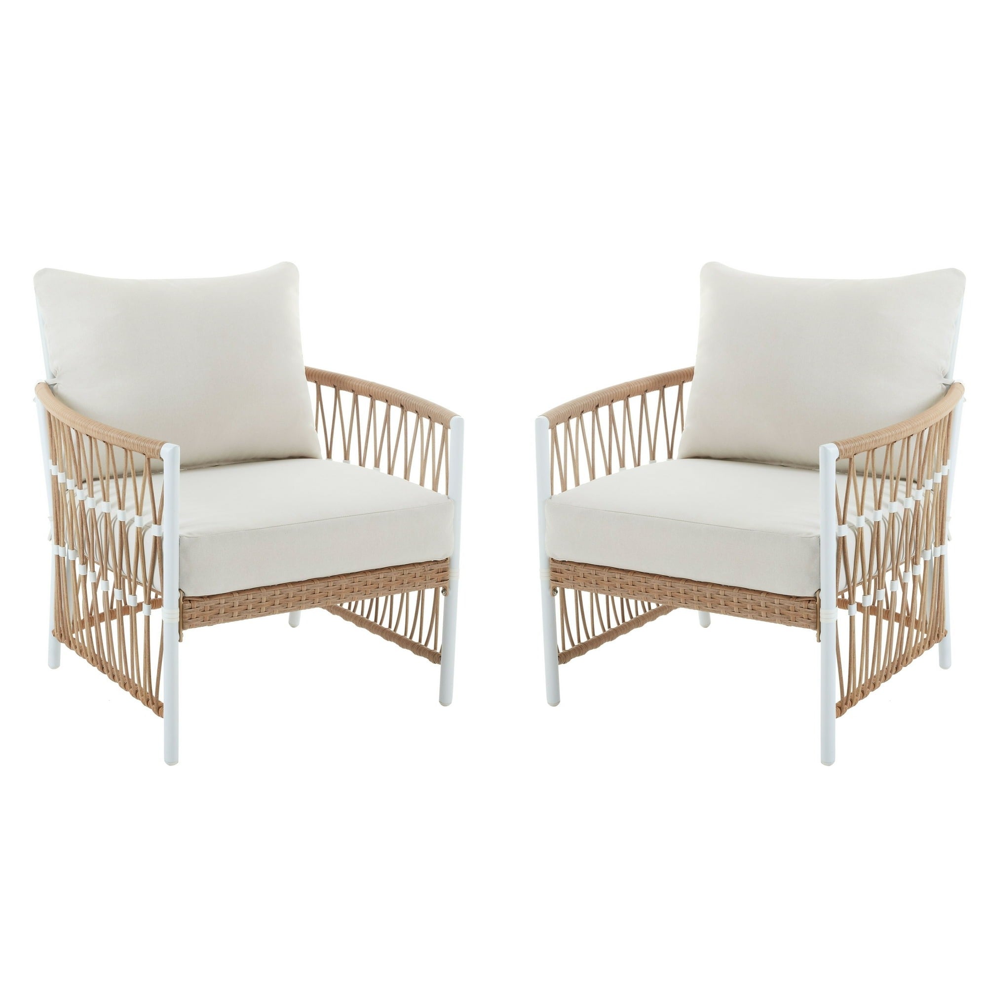 Better Homes & Gardens BHS436225828009 Lilah 2-Pack Outdoor Wicker Lounge Chair, White