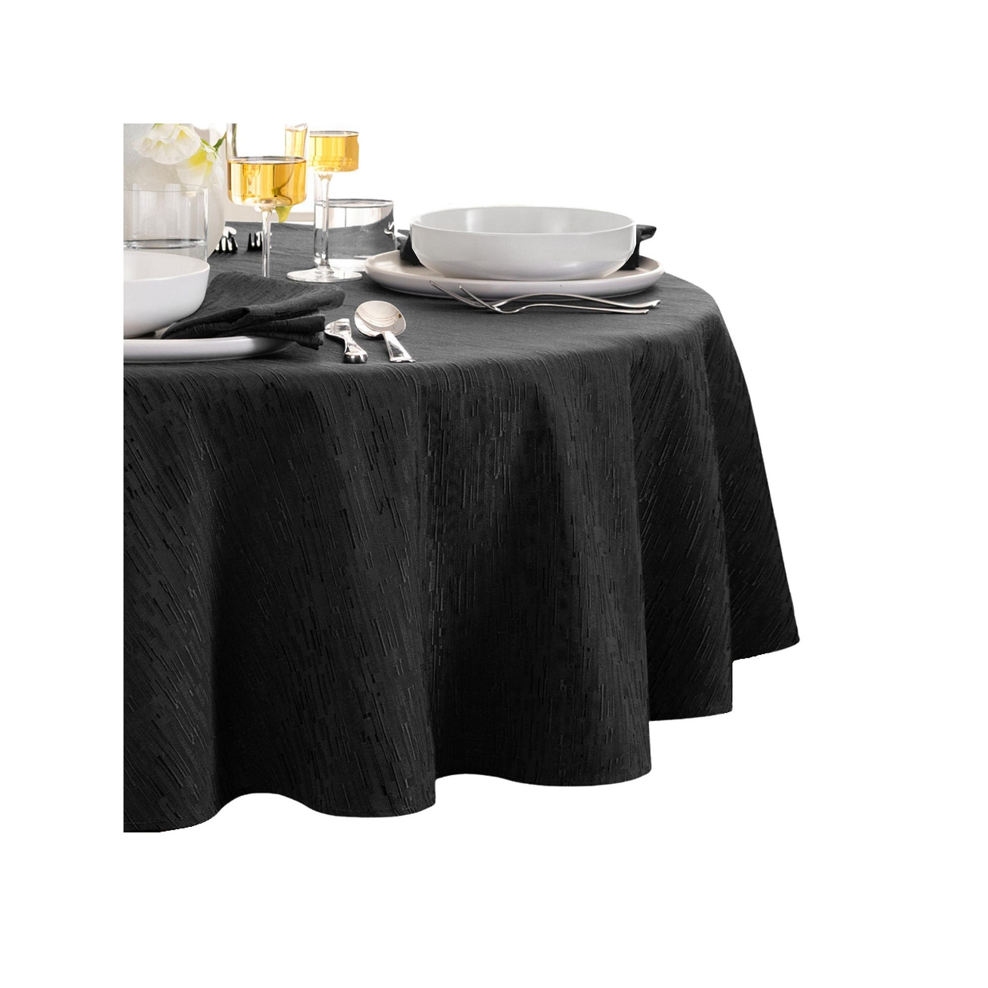 Elrene Home Fashions Water & Stain Resistant Continental Tablecloth - BLACK ONE SIZE