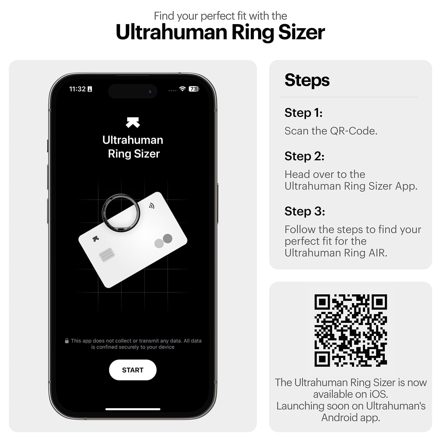 Ultrahuman UHRA-MG-07 Ring AIR Size 7- World's Lightest Sleep-Tracking Wearable - Matte Grey