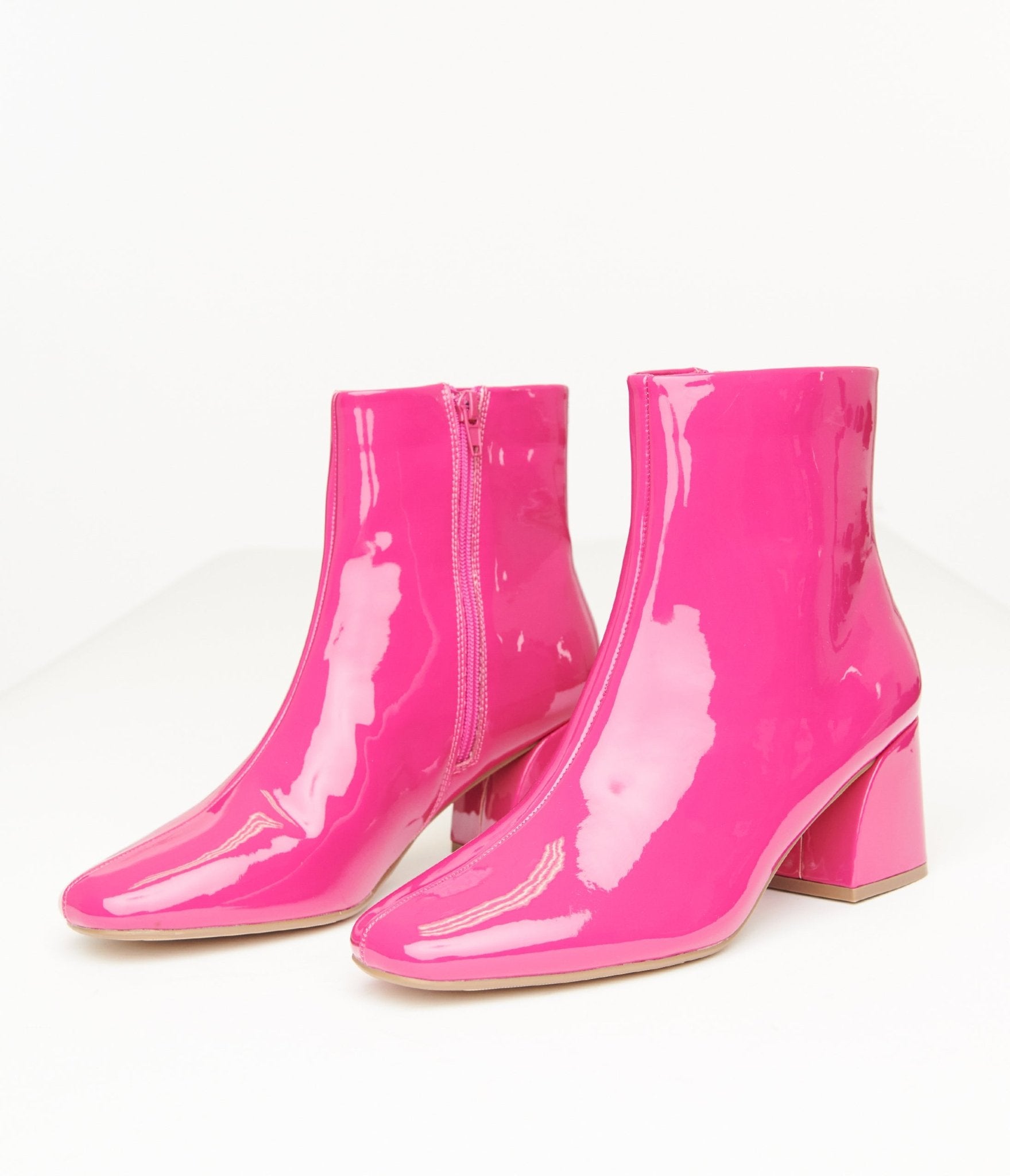 Fuchsia Patent Leatherette Booties