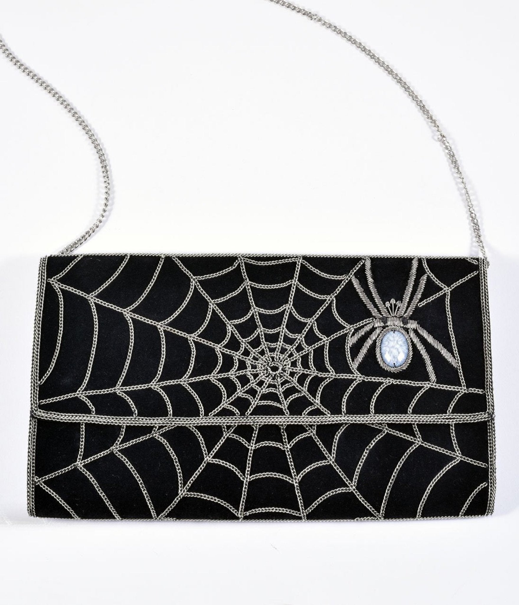 Spider Web Embroidered Clutch