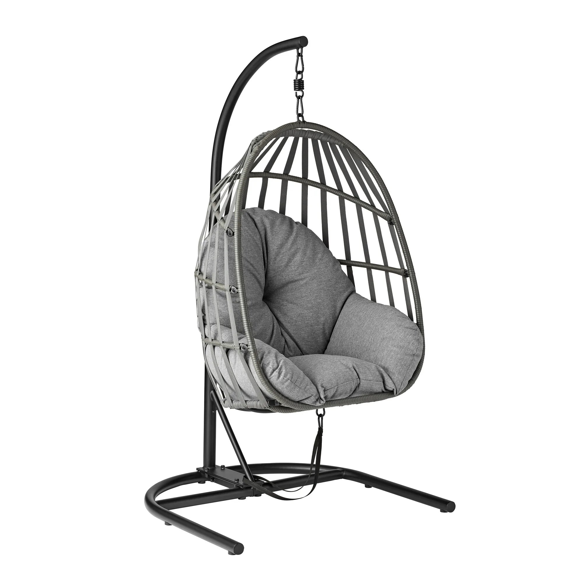 Mainstays MS56STWMTS27001 Wicker Outdoor Patio Hanging Egg Chair, Gray