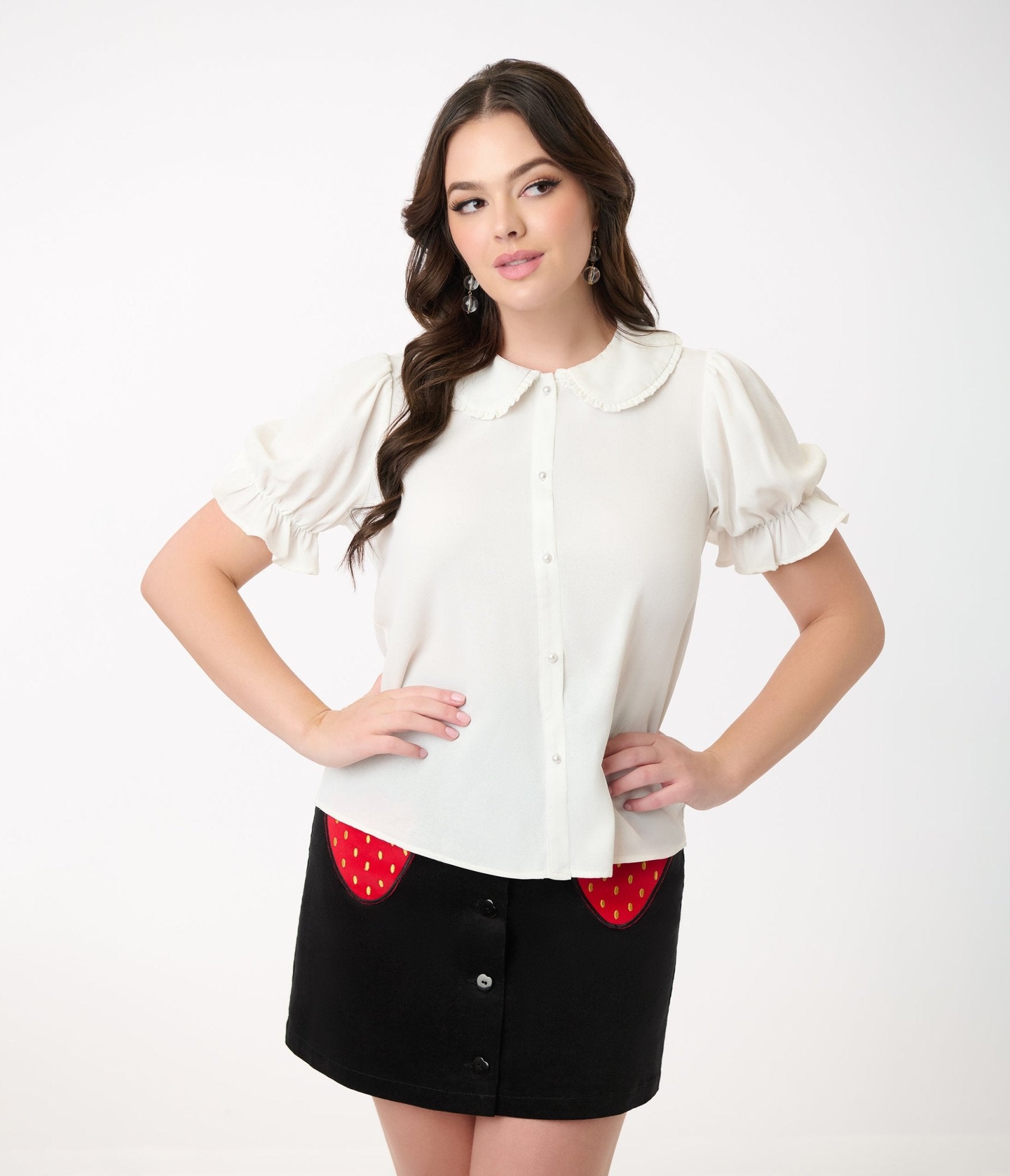 Smak Parlour Ivory Puff Sleeve Blouse