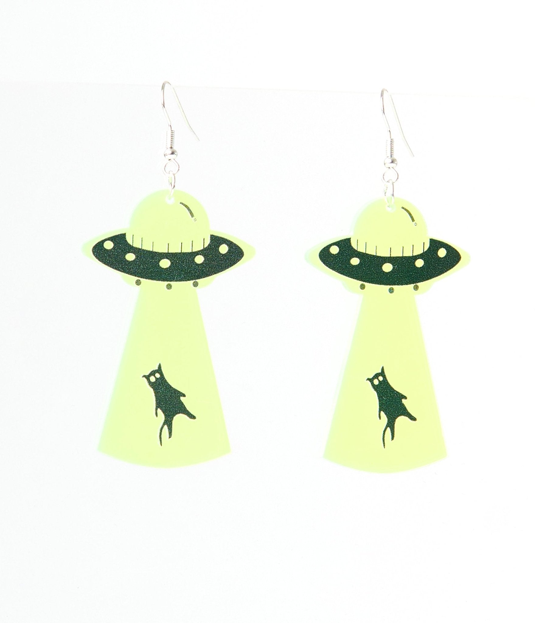 UFO Black Cat Abduction Earrings