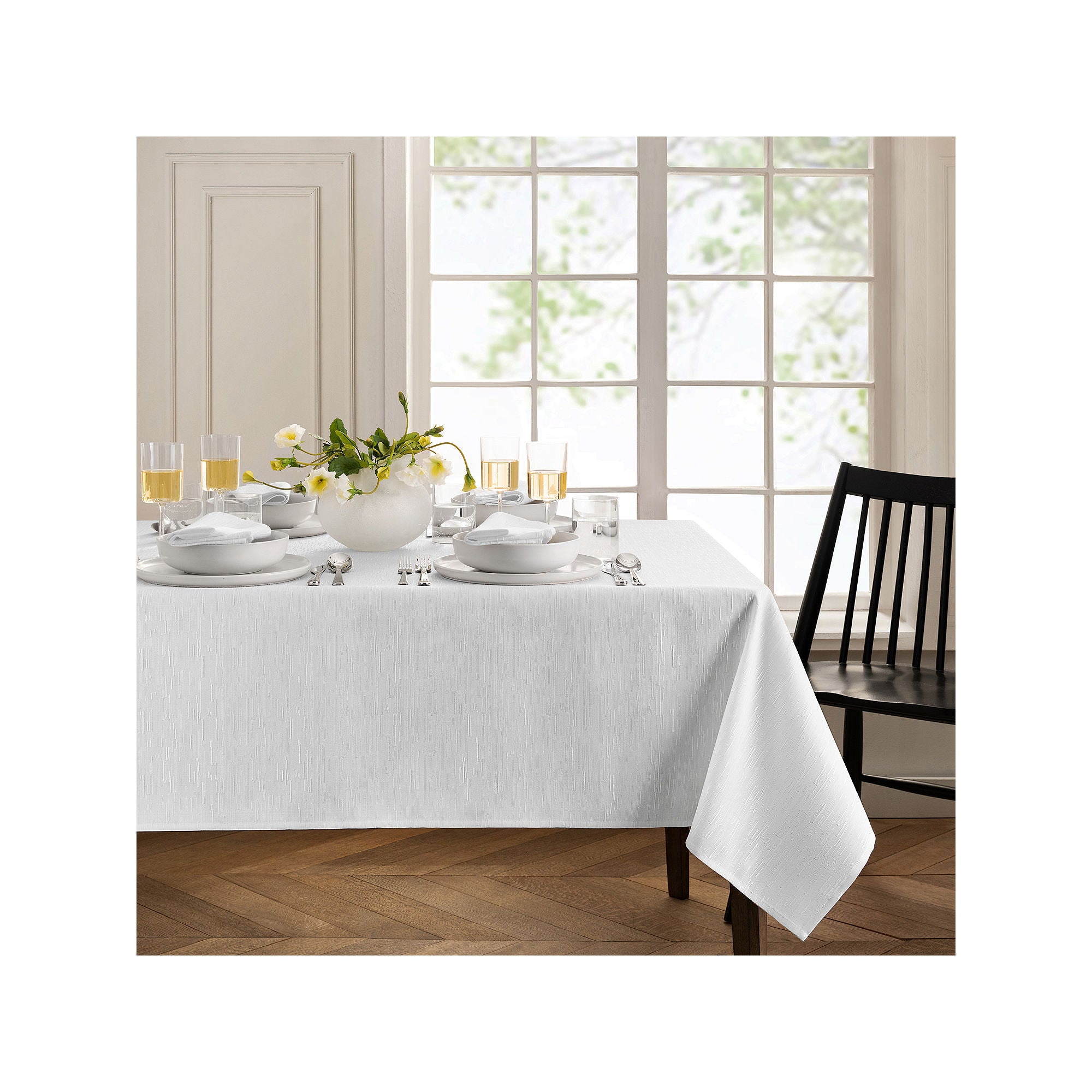 Elrene Home Fashions Water & Stain Resistant Continental Tablecloth - WHITE ONE SIZE