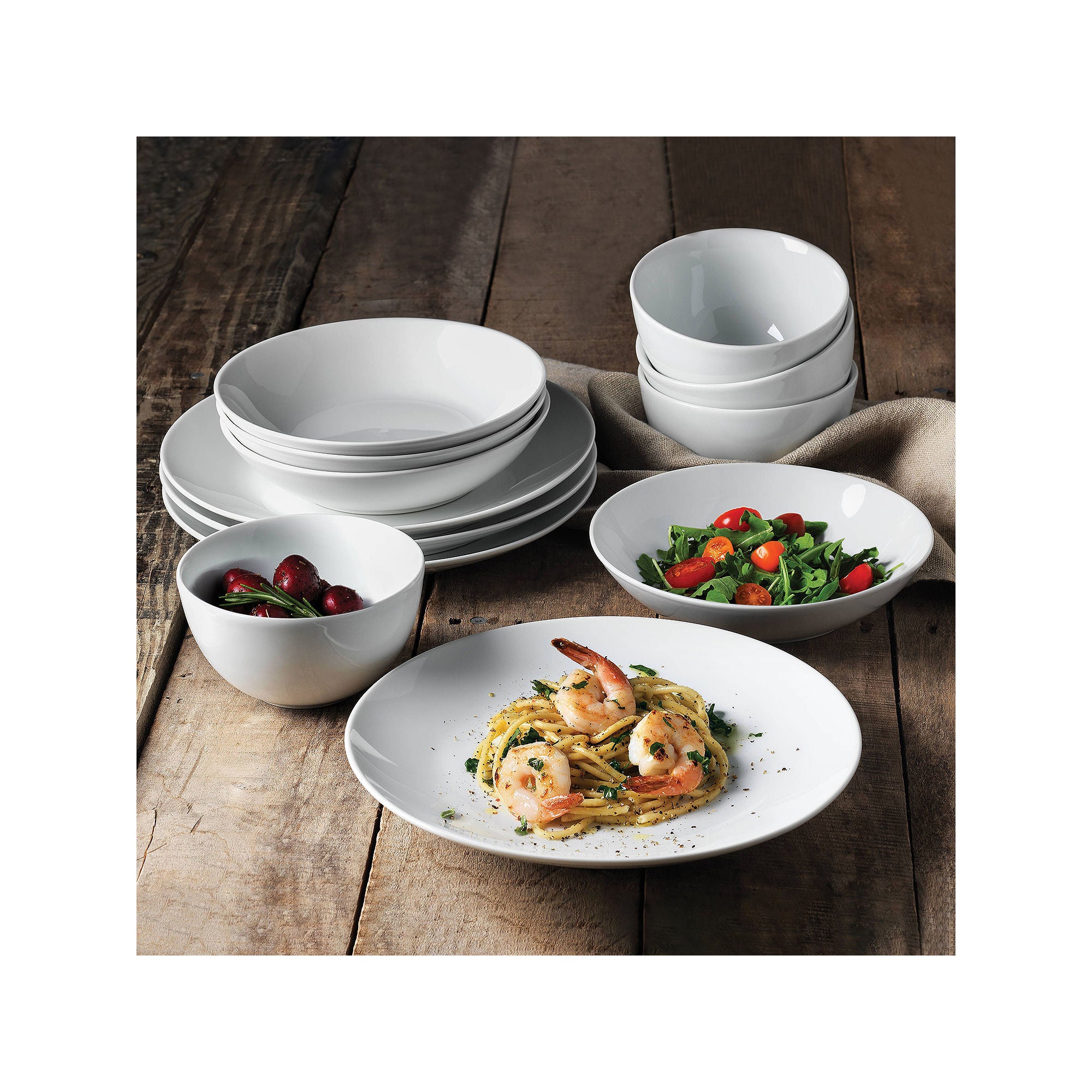 Denmark 12-Pc. Ceramic Dinnerware Set - WHITE ONE SIZE