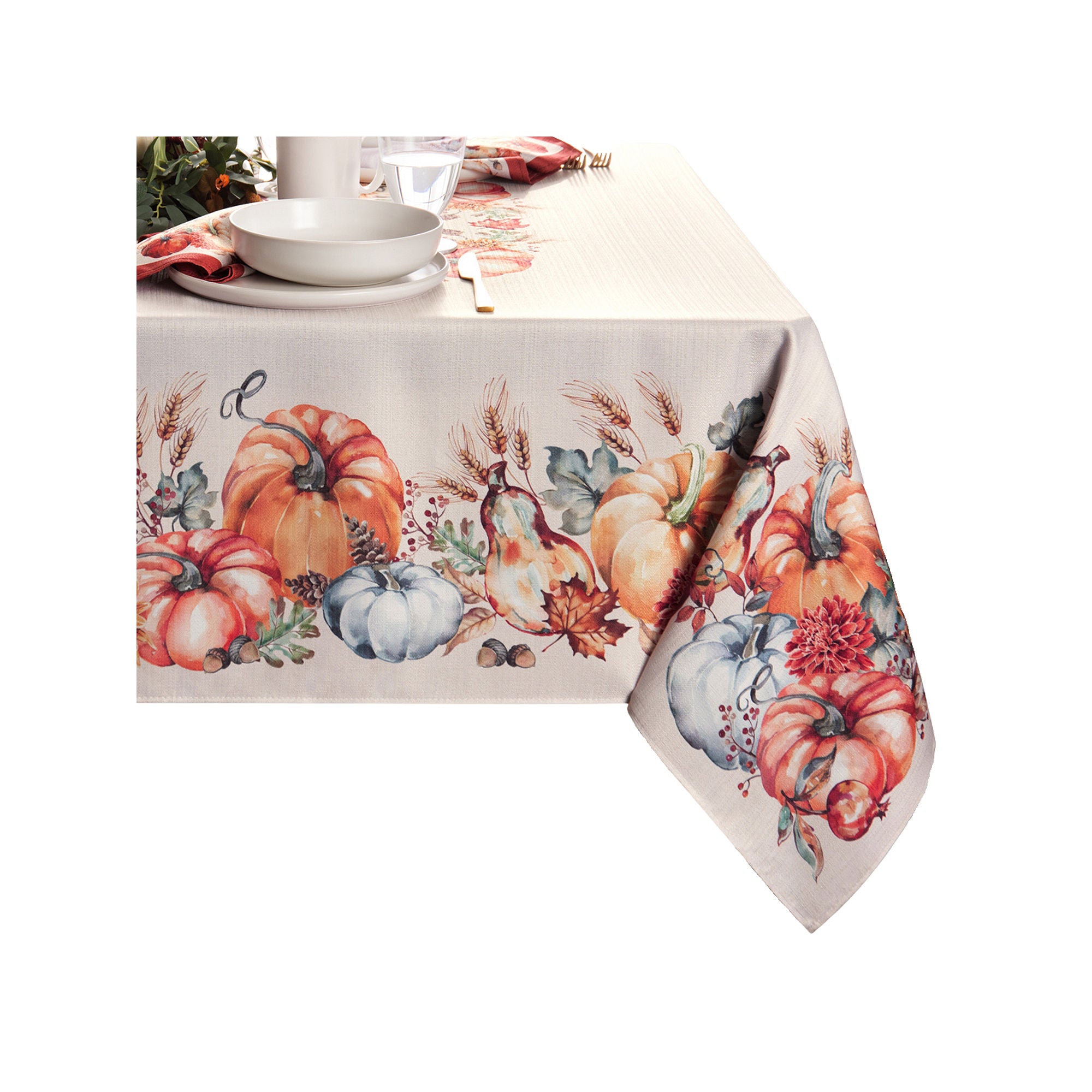 Elrene Home Fashions Botanical Harvest Pumpkin Tablecloth - MULTI ONE SIZE