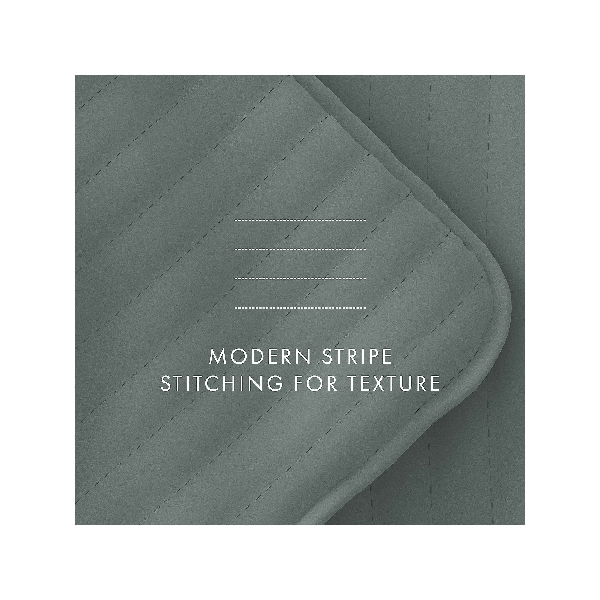 Casual Comfort Stripe Stitch Quilt Set - EUCALYPTUS ONE SIZE