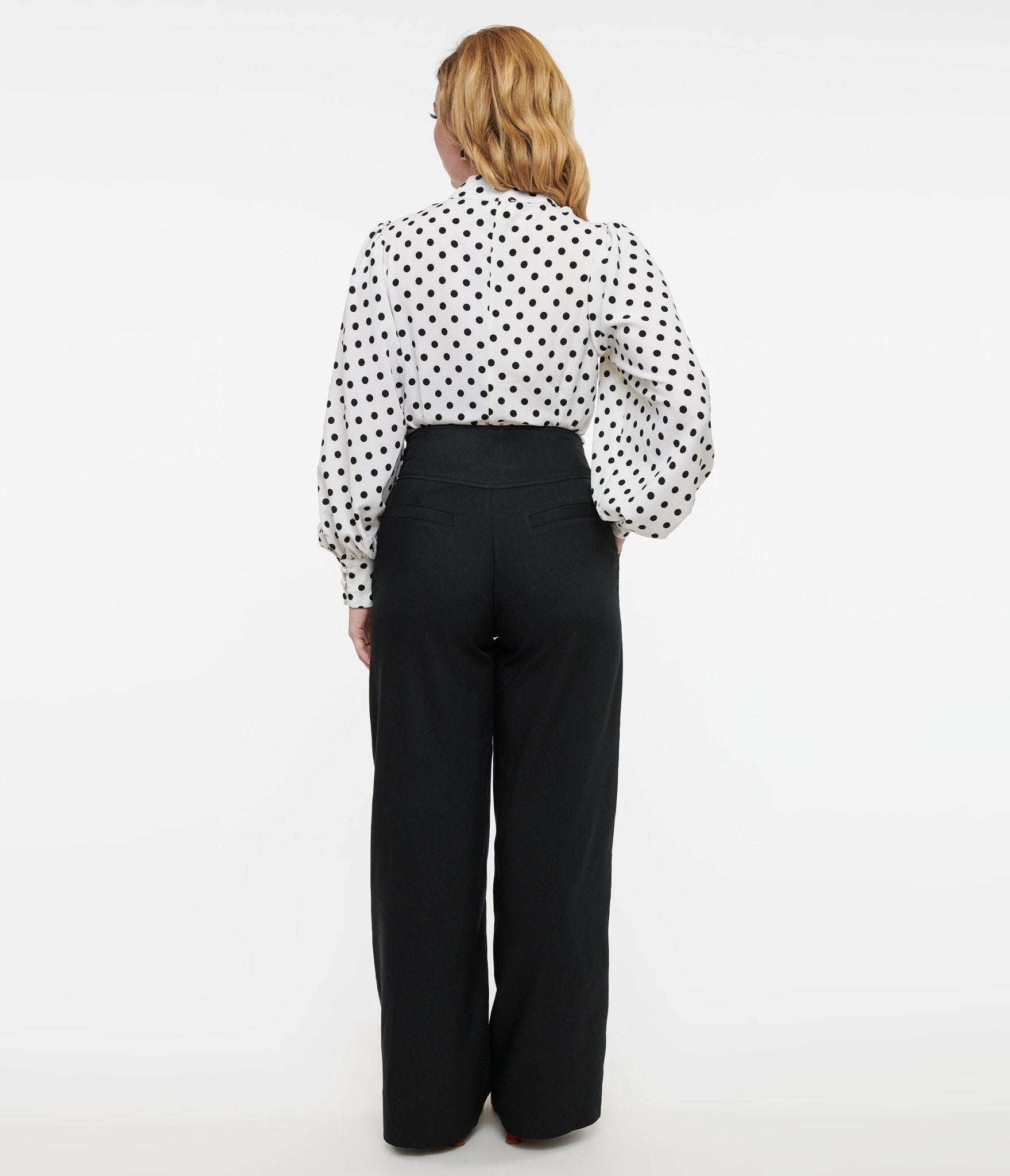 Unique Vintage Black Double Belt Woven Pants