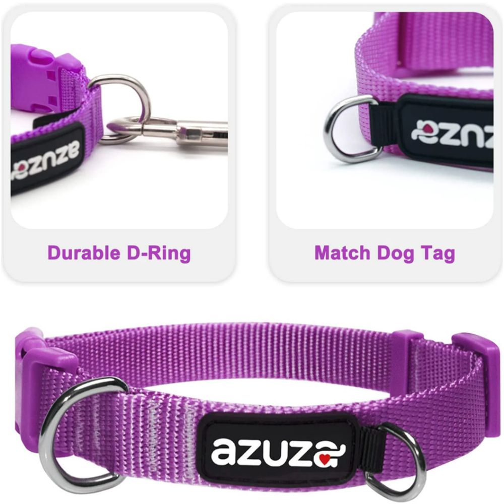 Azuza 3 Pack Dog Collars Soft Comfortable Pink L