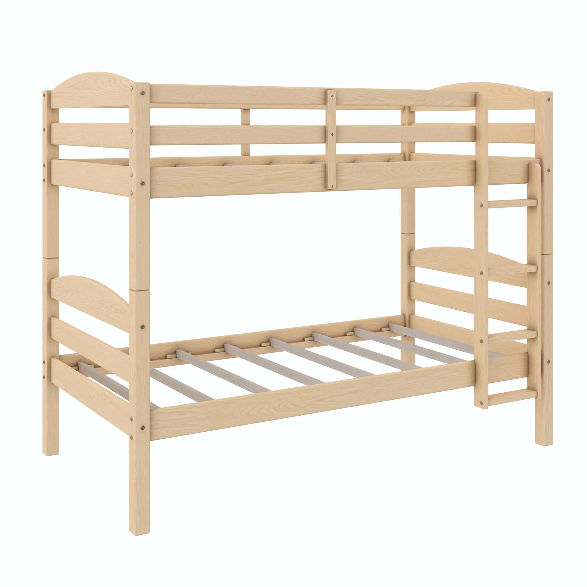 Better Homes & Gardens WM3921FP Leighton Kids Solid Wood Twin-Over-Twin Convertible Bunk Bed W/Ladder and Guardrails, Natural Pine