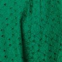 Green Eyelet Ruffle Sleeve Swing Dress