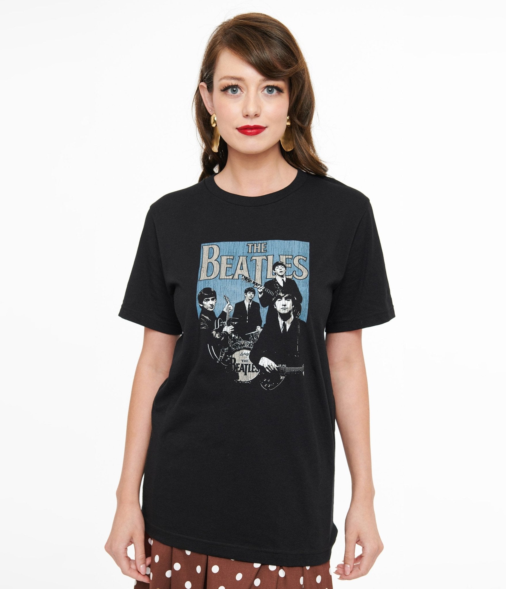 Beatles Band Fitted Cotton Graphic Tee