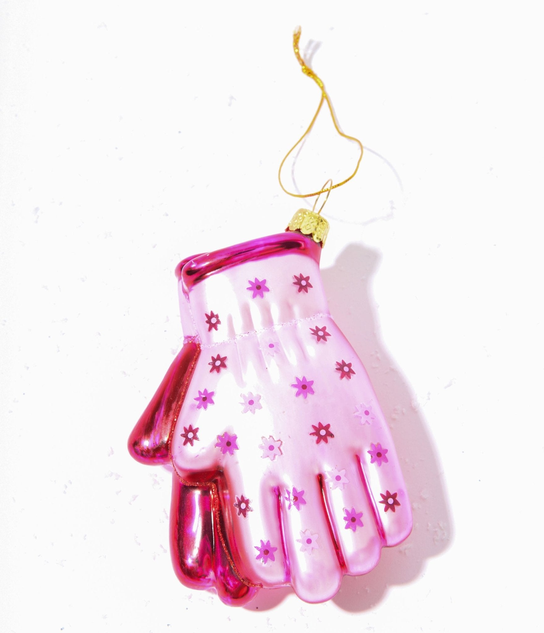 Pink Gardening Gloves Glass Ornament