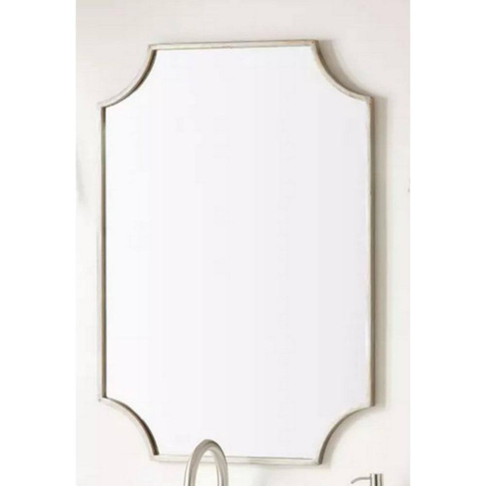 34 x 24.25 x 1 Wall Bathroom Vanity Mirror -IRON, MIRROR & ACRYLIC BACK- Antique Silver PC -ASPC