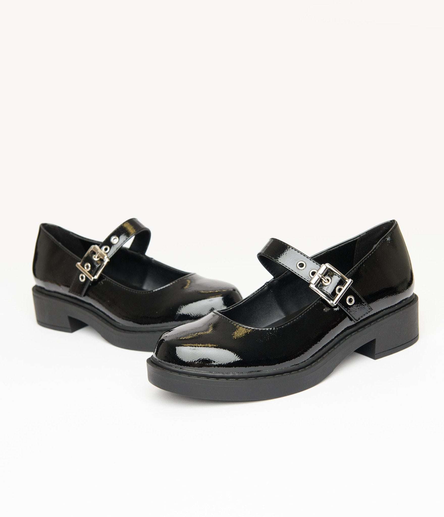 Black Patent Leatherette Mary Jane Platforms