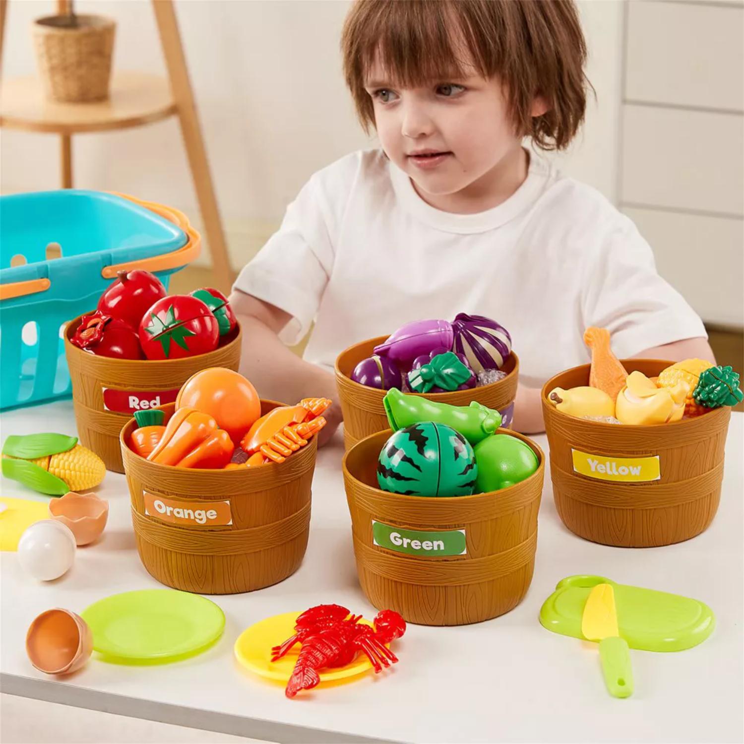 Syncfun Play Food Set for Kids Kitchen Color Sorting Toy