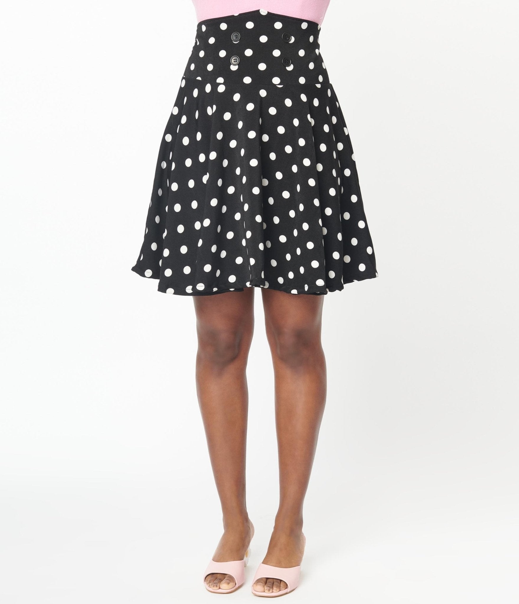 Black & White Polka Dot Swing Skirt