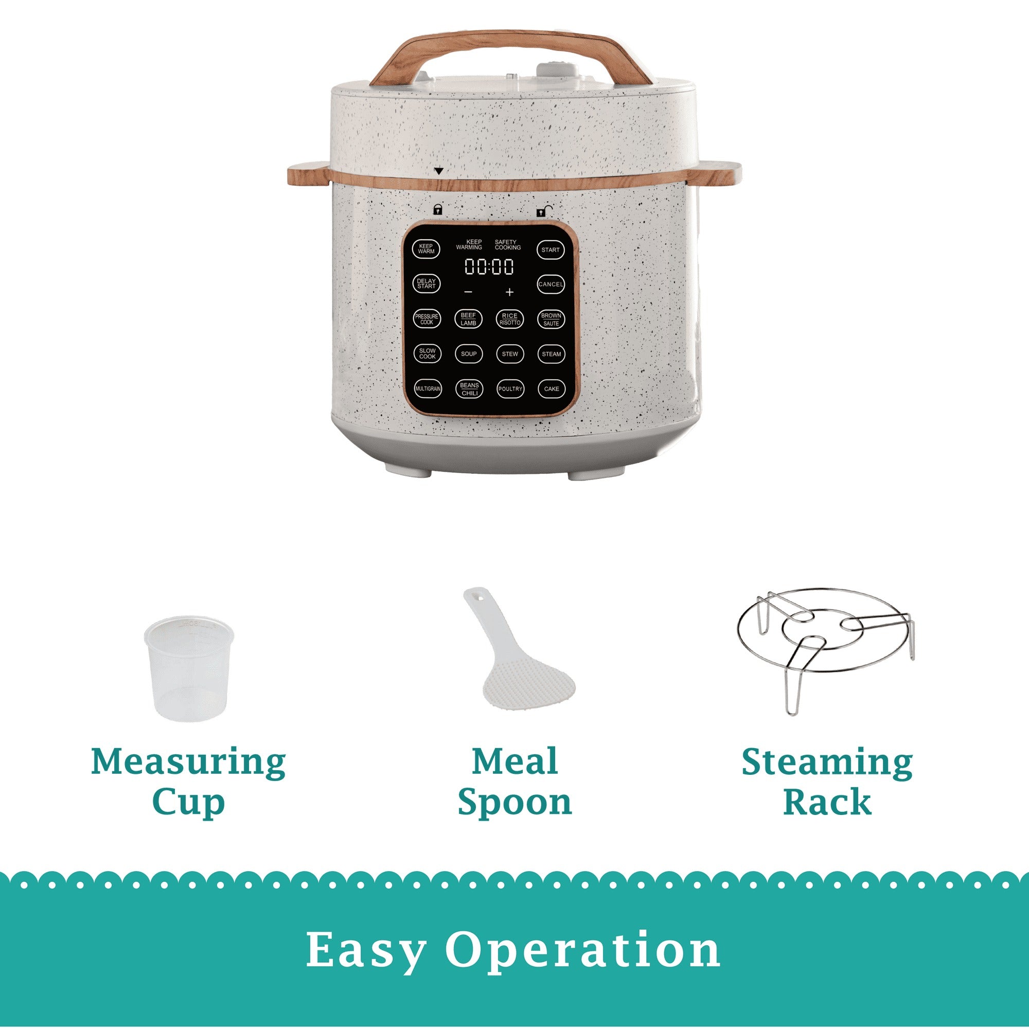 The Pioneer Woman Linen Speckle 6-Quart Pressure Cooker with Touch Control Display